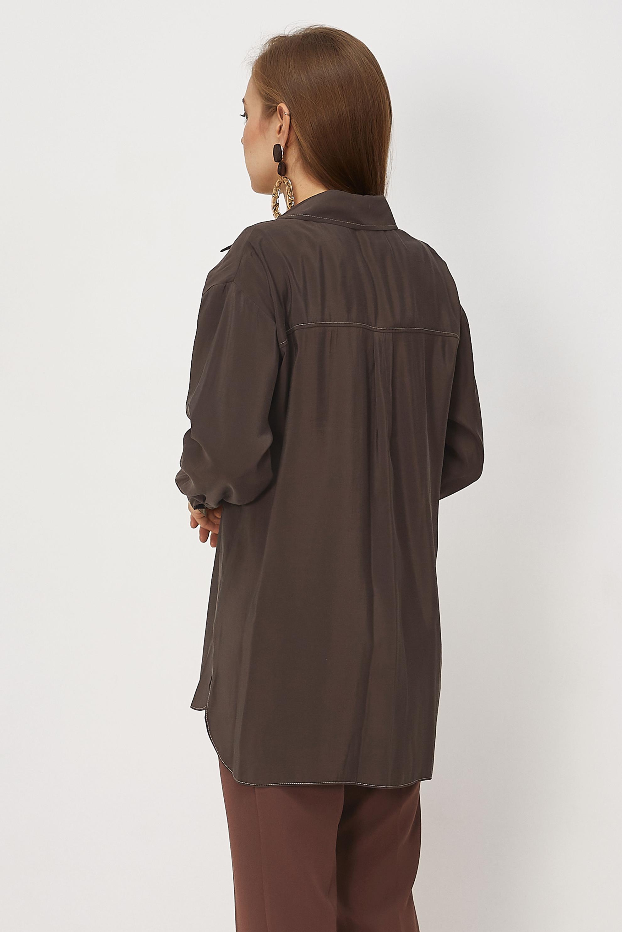 Hijab clothing BROWN SHIRT COLLAR MODAL TUNIC 46464