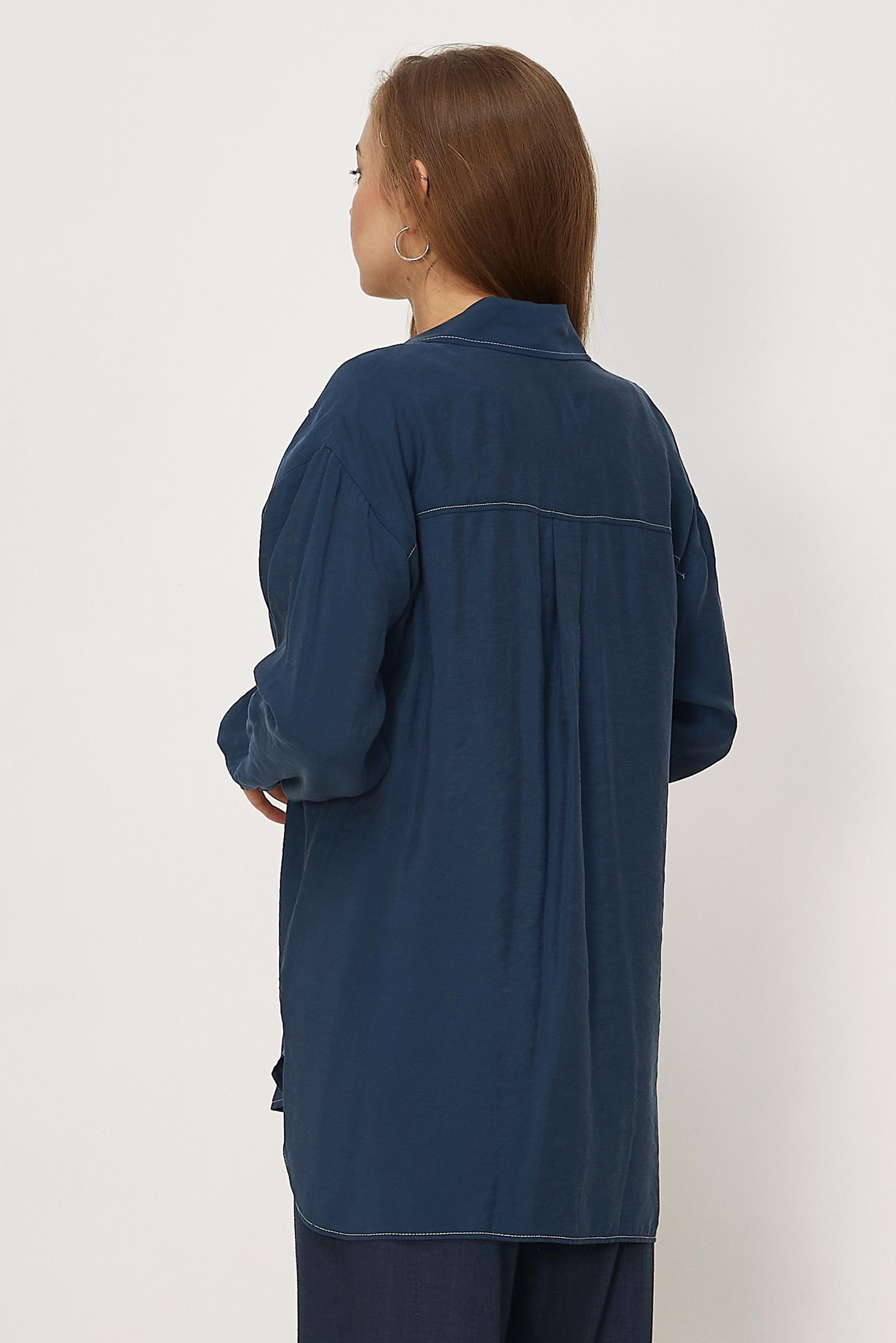 Hijab clothing NAVY BLUE SHIRT COLLAR MODAL TUNIC 46464