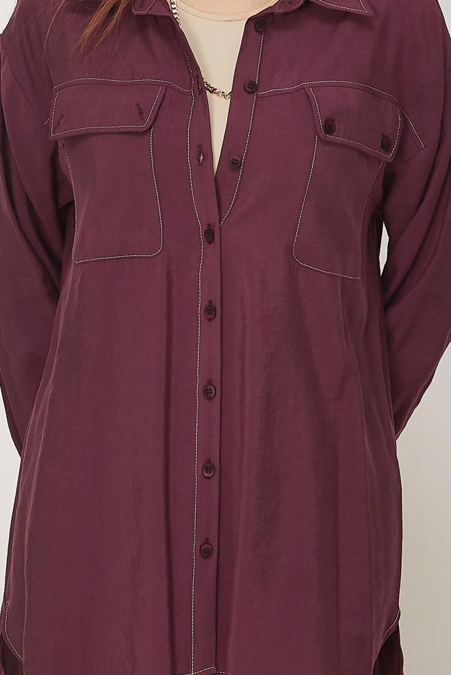 Hijab clothing DAMSON SHIRT COLLAR MODAL TUNIC 46464 - ALVİNA