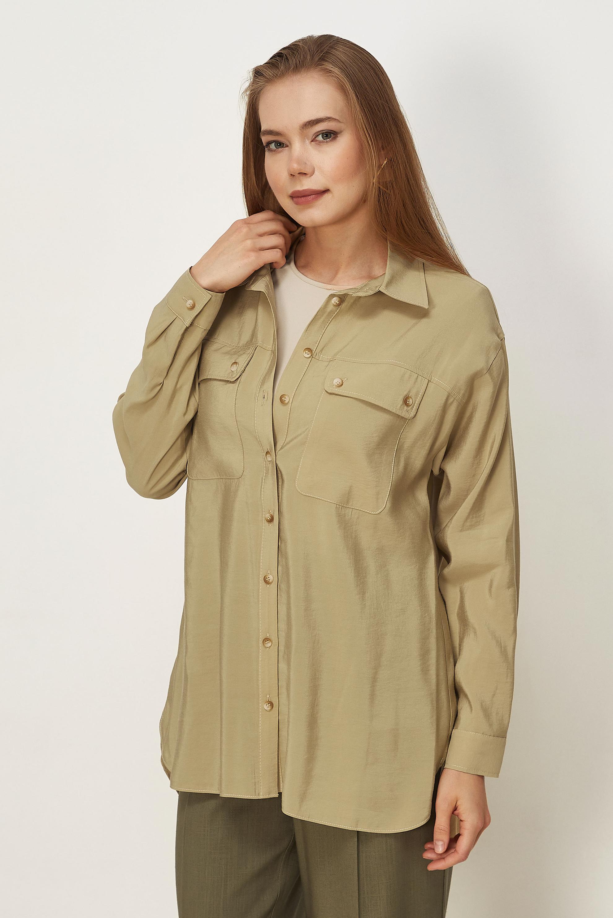 Hijab clothing BEIGE SHIRT COLLAR MODAL TUNIC 46464