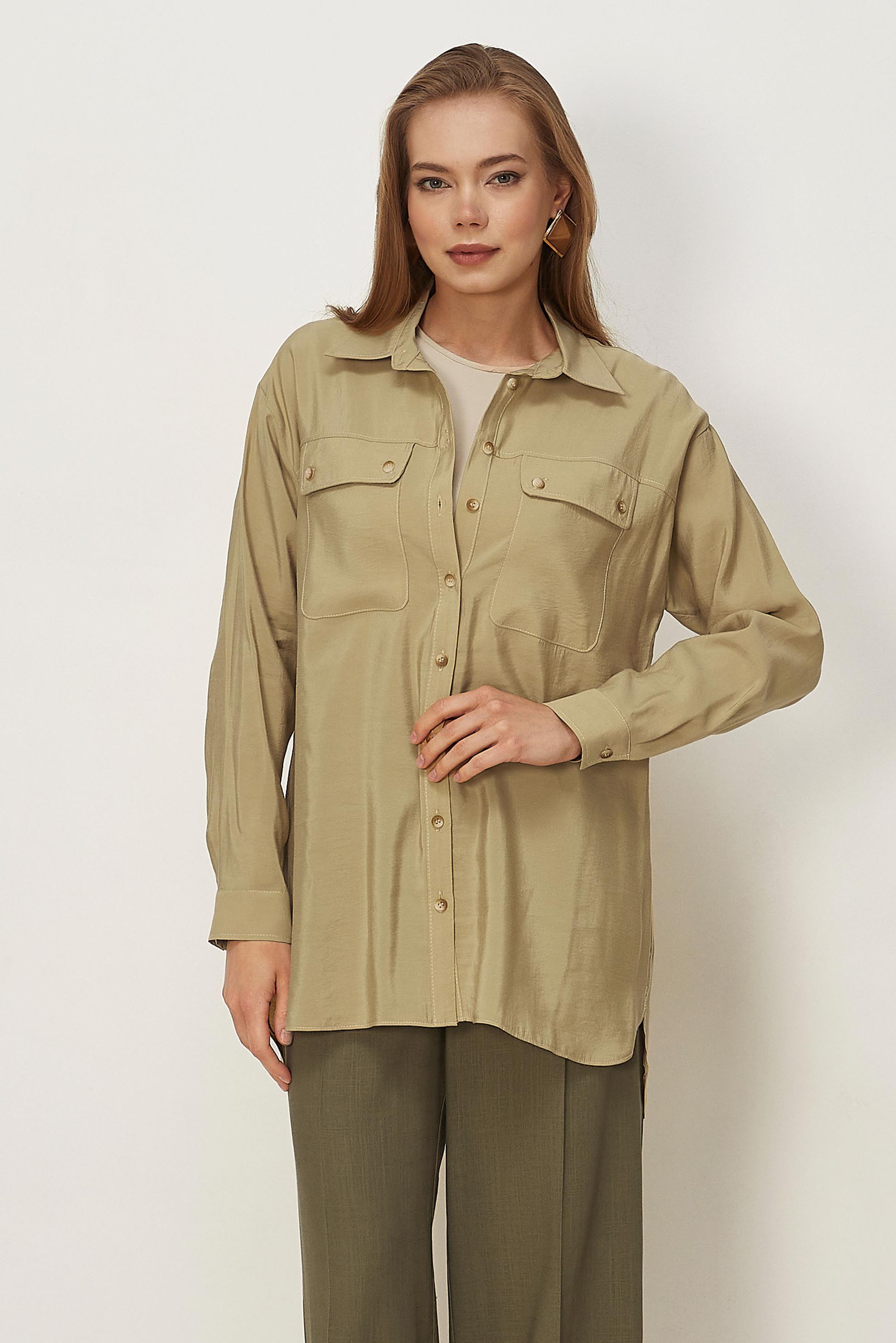 Hijab clothing BEIGE SHIRT COLLAR MODAL TUNIC 46464