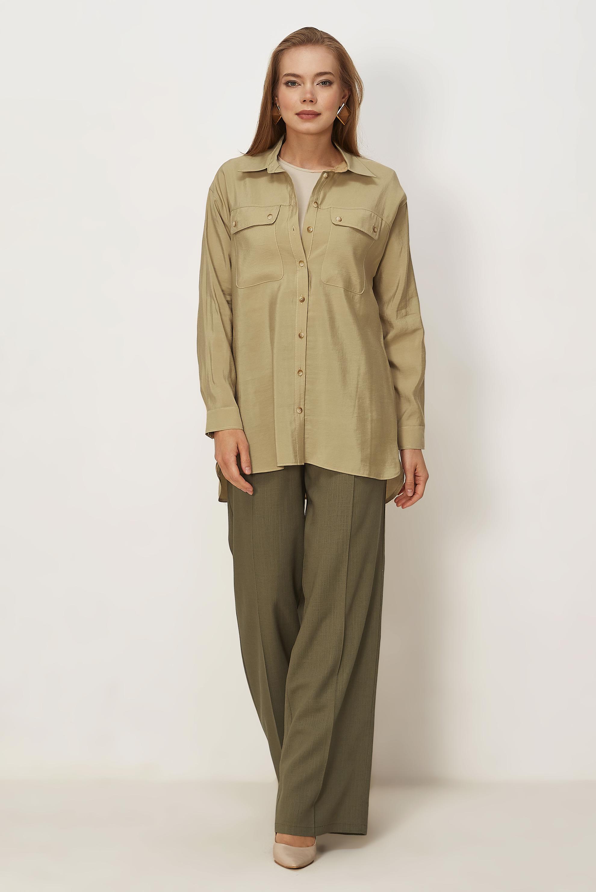 Hijab clothing BEIGE SHIRT COLLAR MODAL TUNIC 46464