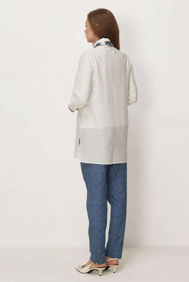 Hijab-Kleidung WEISS HEMDKRAGEN TUNIKA 46465 - ALVİNA
