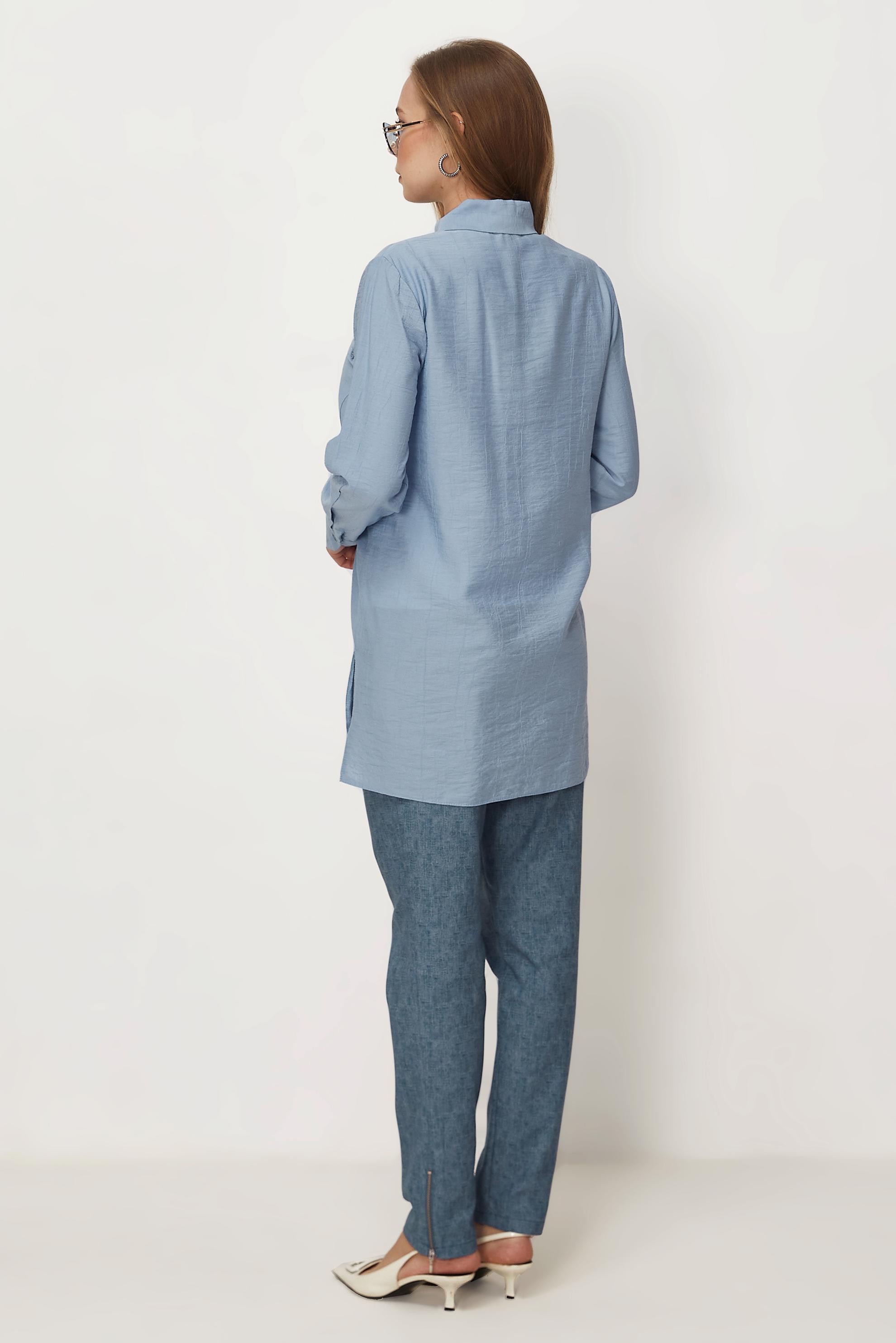 Hijab-Kleidung BLAU HEMDKRAGEN TUNIKA 46465