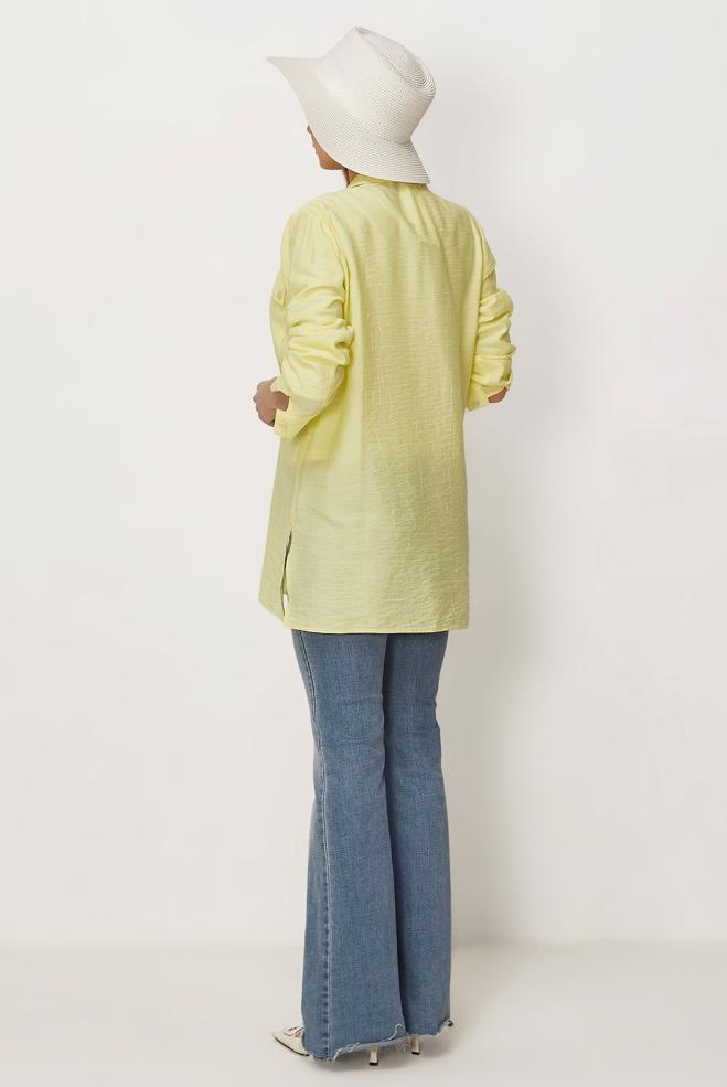 Hijab-Kleidung GELB HEMDKRAGEN TUNIKA 46465 - ALVİNA