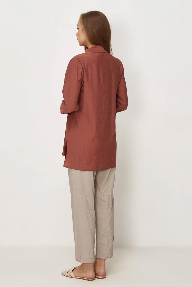 Hijab-Kleidung ORANGE HEMDKRAGEN TUNIKA 46465 - ALVİNA