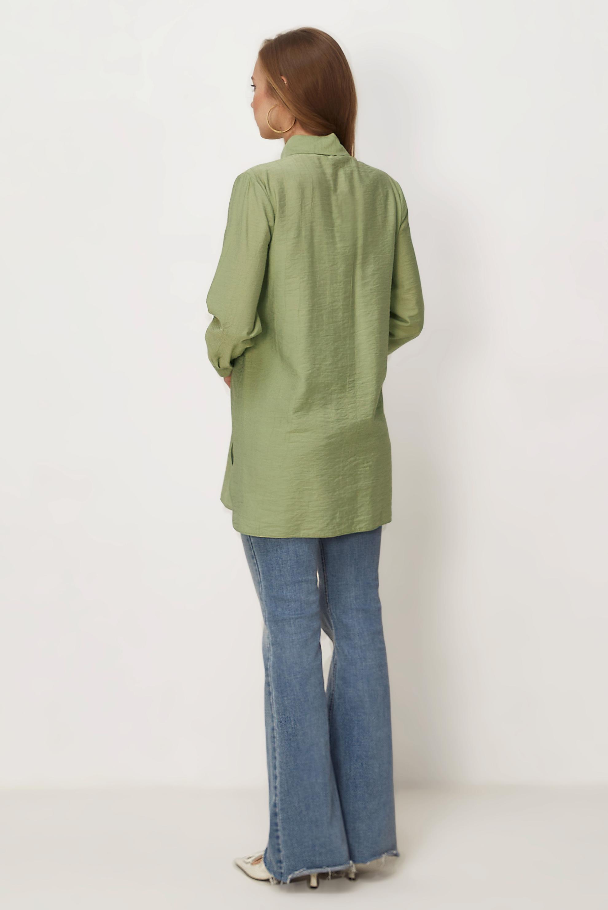 Hijab-Kleidung GRÜN HEMDKRAGEN TUNIKA 46465