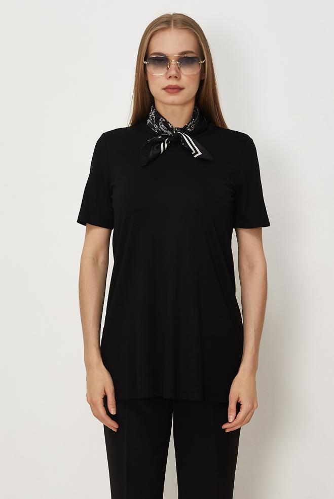 Hijab-Kleidung SCHWARZ KURZARM-TUNIKA 46494 - ALVİNA