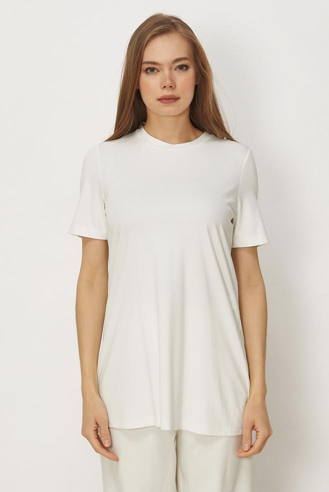 Hijab-Kleidung WEISS KURZARM-TUNIKA 46494 - ALVİNA