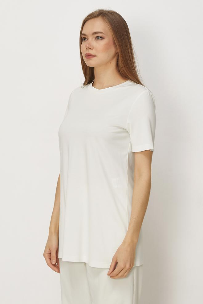 Hijab-Kleidung WEISS KURZARM-TUNIKA 46494 - ALVİNA