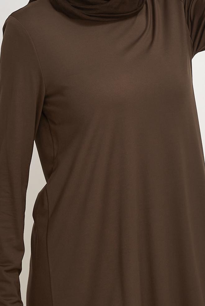 Hijab clothing BROWN CREW-NECK TUNIC 46497 - ALVİNA