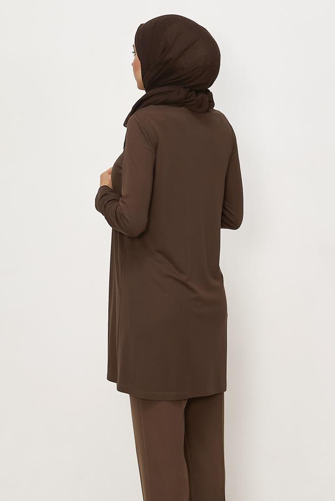 Hijab clothing BROWN CREW-NECK TUNIC 46497 - ALVİNA