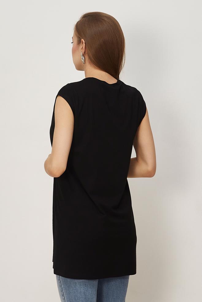 Hijab clothing BLACK SHORT SLEEVED TUNIC 46498 - ALVİNA