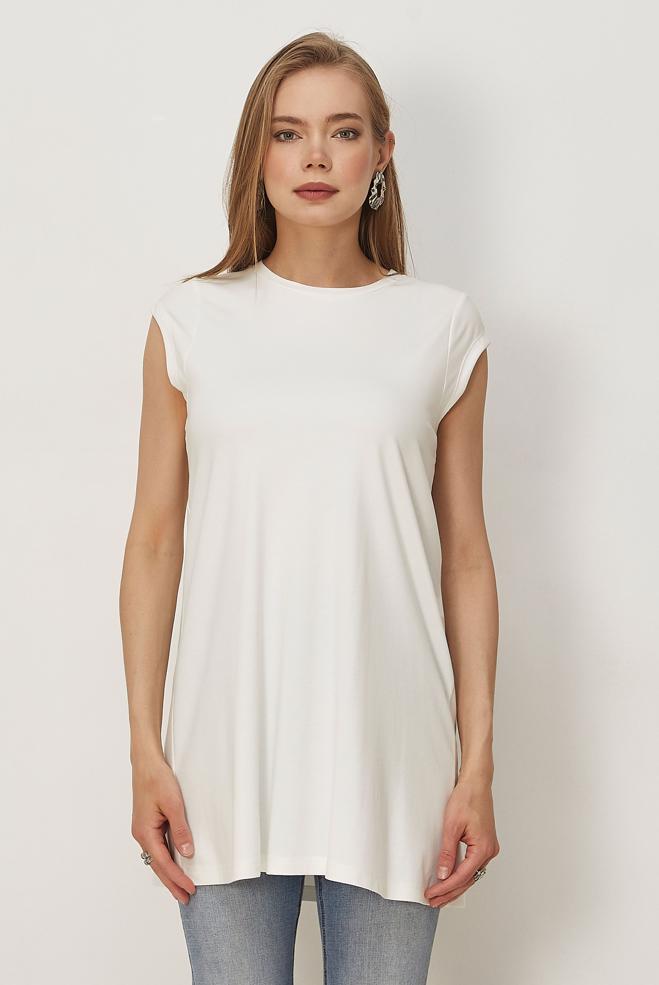 Hijab clothing WHITE SHORT SLEEVED TUNIC 46498 - ALVİNA