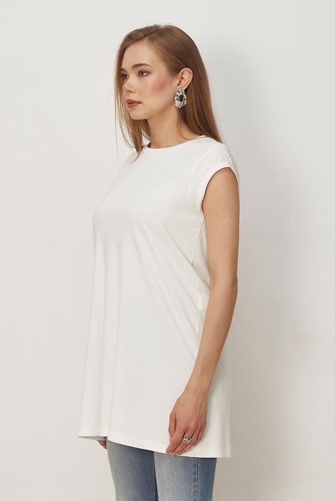 Hijab clothing WHITE SHORT SLEEVED TUNIC 46498 - ALVİNA