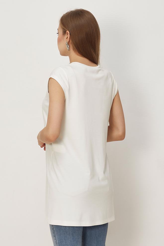 Hijab clothing WHITE SHORT SLEEVED TUNIC 46498 - ALVİNA