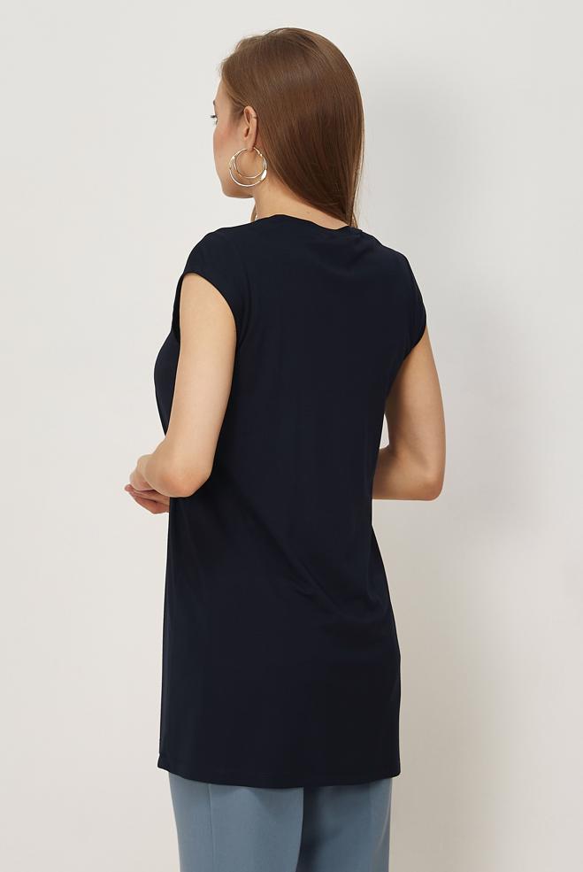Hijab clothing NAVY BLUE SHORT SLEEVED TUNIC 46498 - ALVİNA