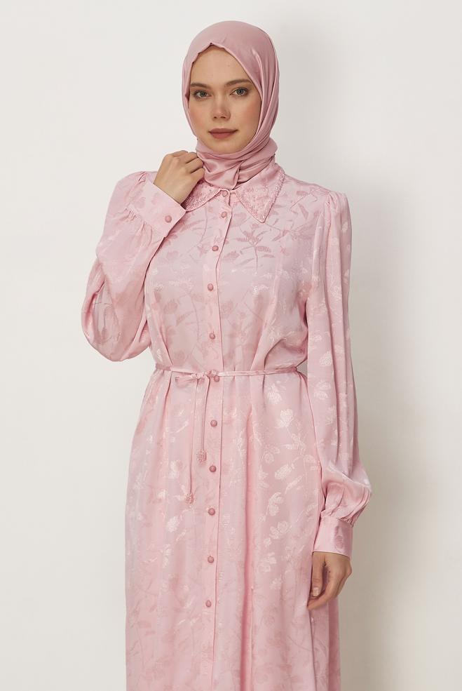 Hijab-Kleidung ROSA JACQUARD-TUNIKA MIT GÜRTEL 46508 - ALVİNA