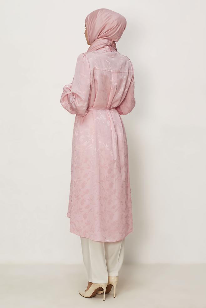 Hijab-Kleidung ROSA JACQUARD-TUNIKA MIT GÜRTEL 46508 - ALVİNA