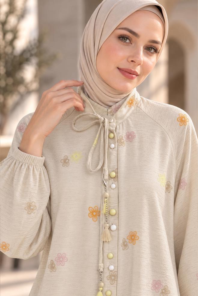 Tesettür giyim KAHVE 46522-1 10078 TUNİK 38-44 ÇİFT 40 - ALVİNA