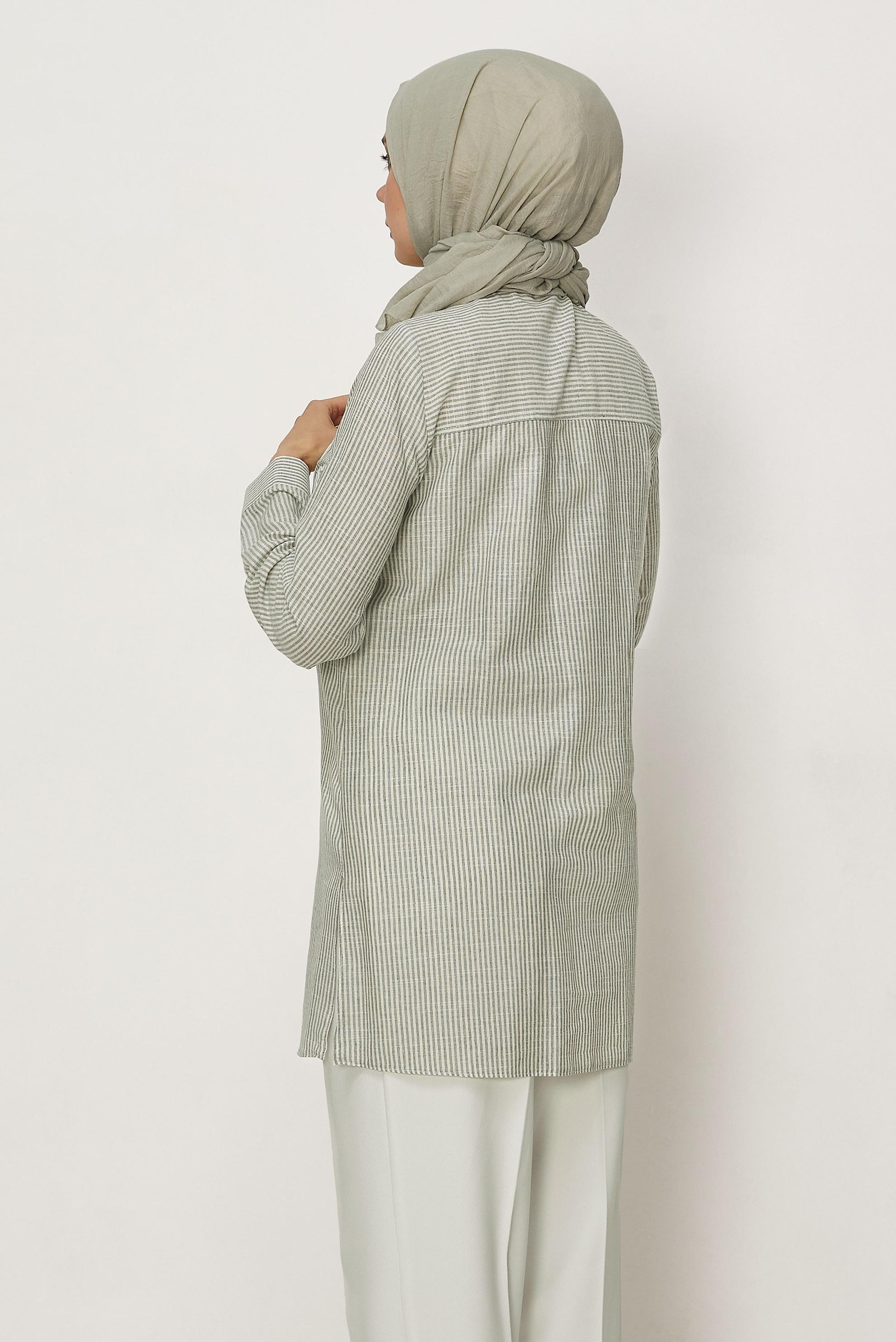 Hijab clothing KHAKI COTTON SHIRT COLLAR TUNIC 46524