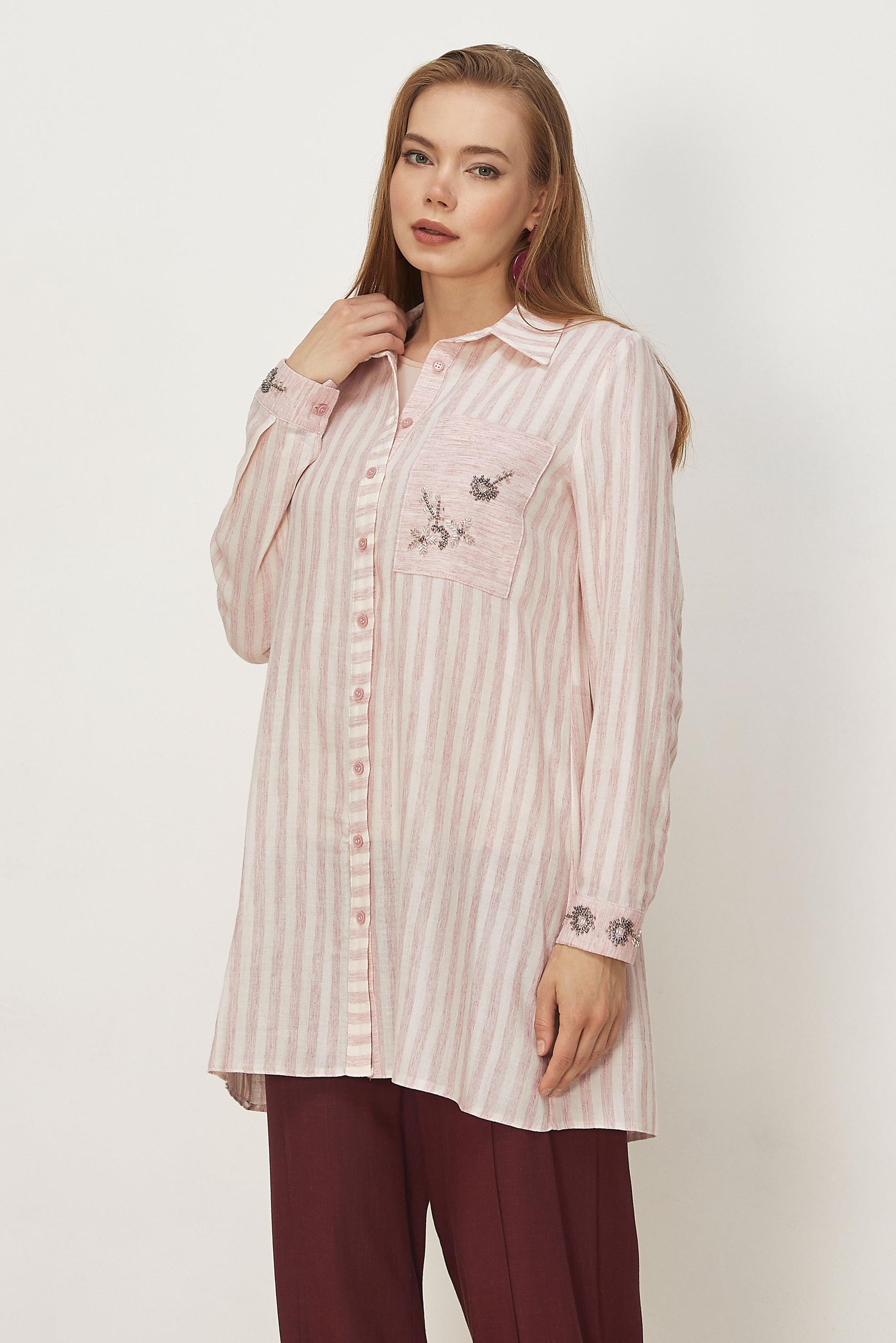 Vêtements hijab ROSE TUNIQUE EN MOUSSELINE À COL CHEMISE 46525