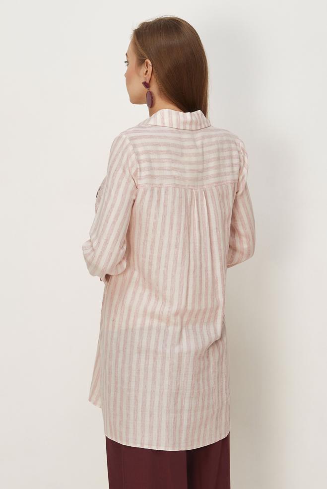 Vêtements hijab ROSE TUNIQUE EN MOUSSELINE À COL CHEMISE 46525 - ALVİNA