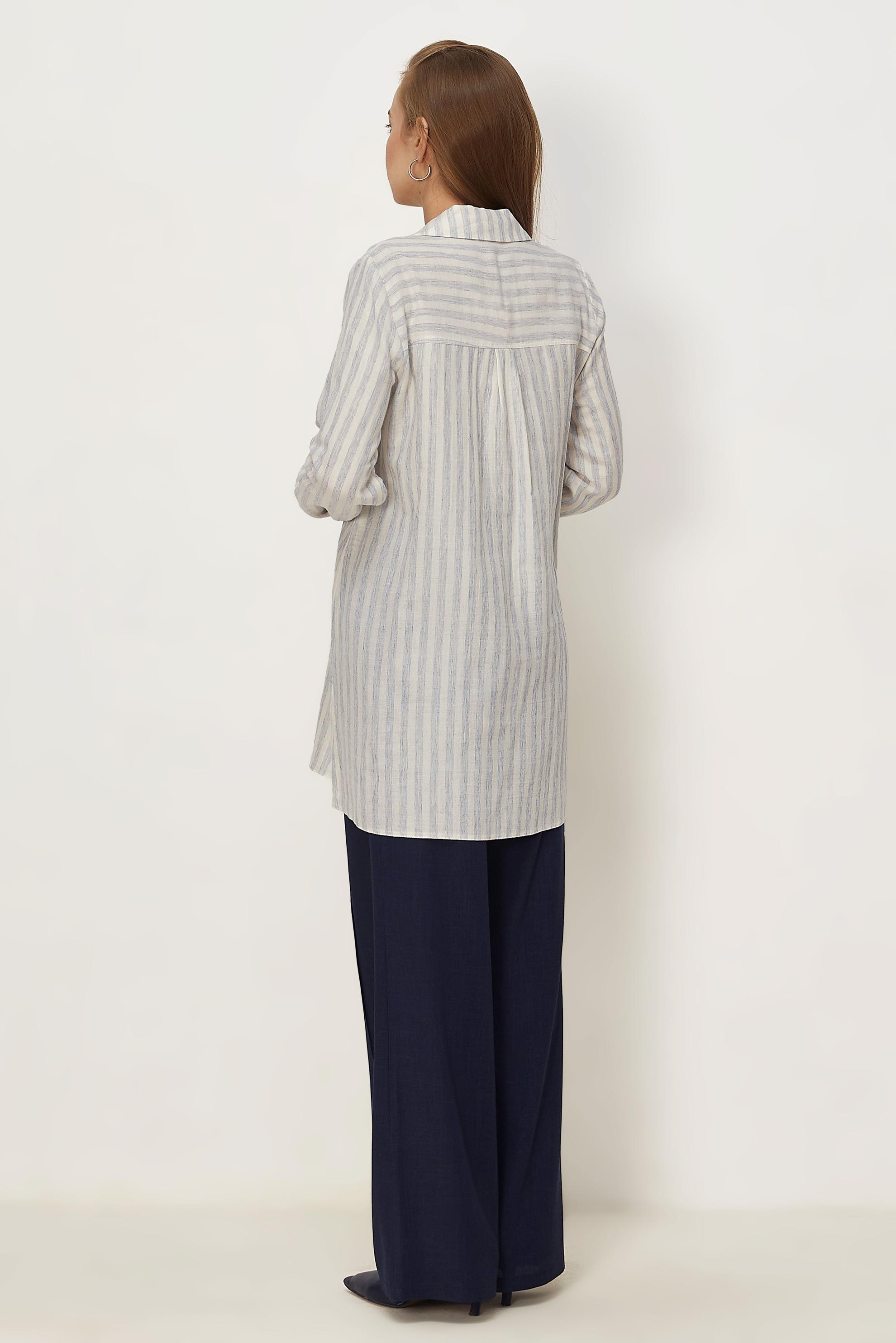Hijab clothing NAVY BLUE SHIRT COLLAR MUSLIN TUNIC 46525