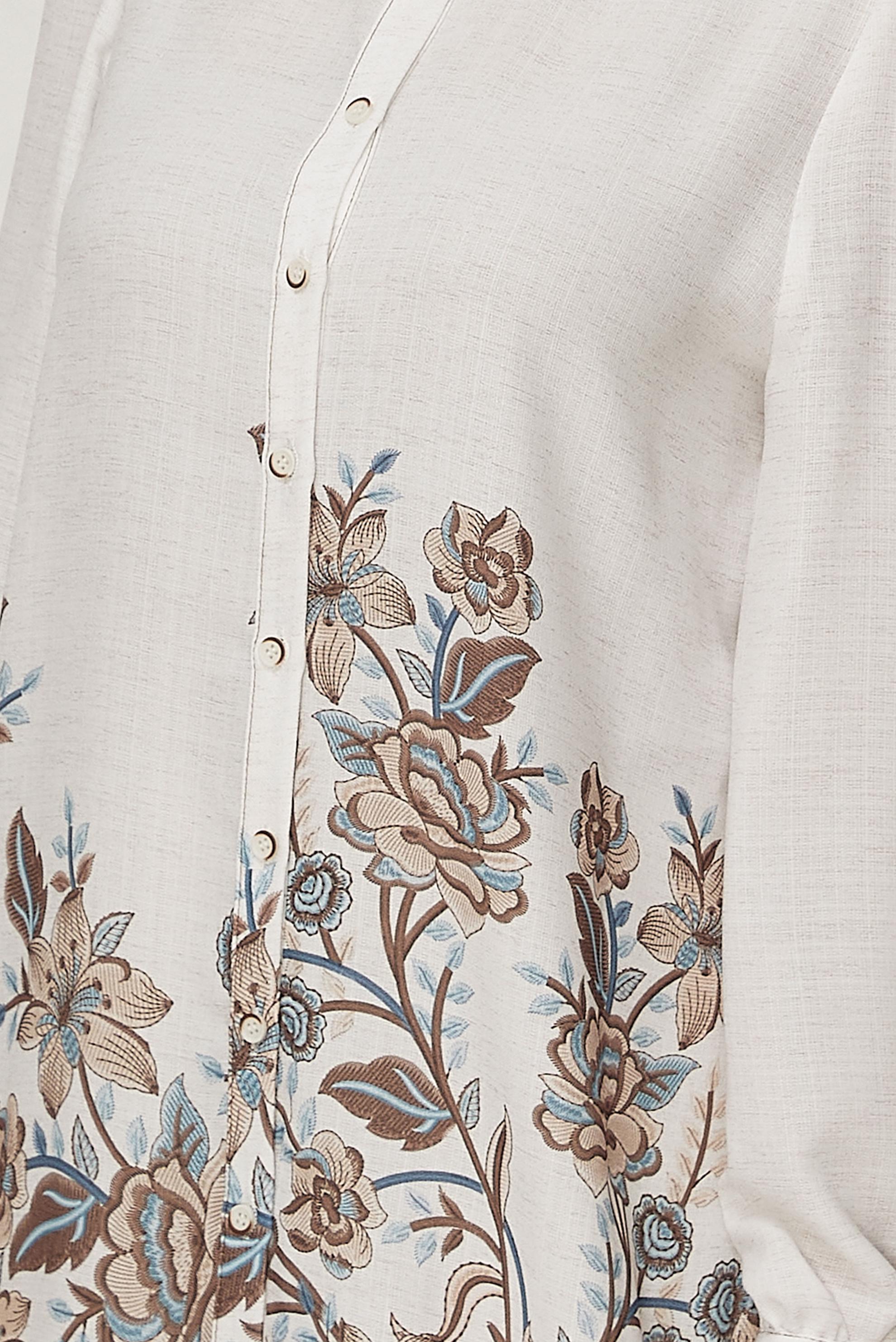 Vêtements hijab BRUN TUNIQUE EFFET LIN À MOTIFS 46540