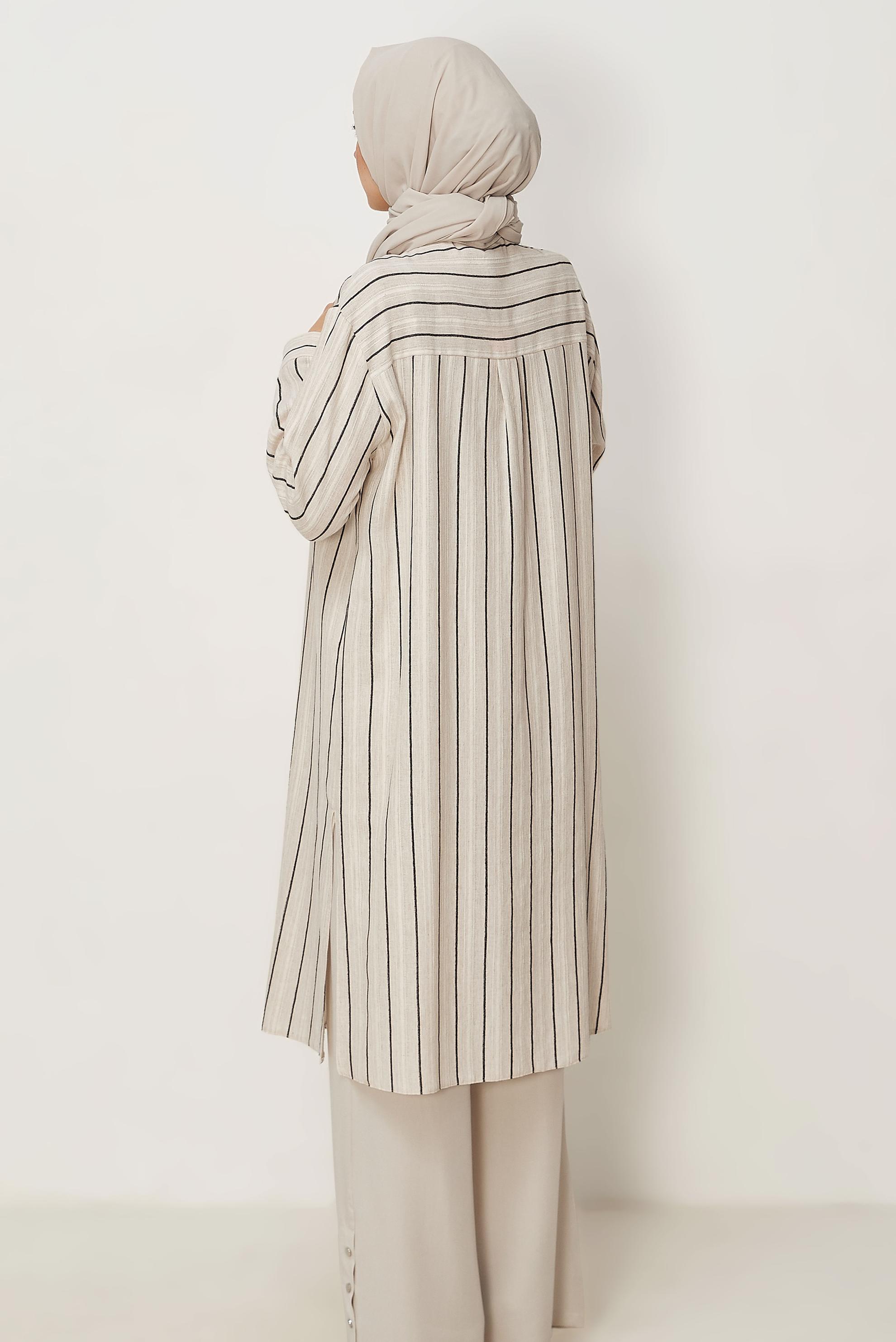 Hijab clothing BLACK STRIPED LONG TUNIC 46541