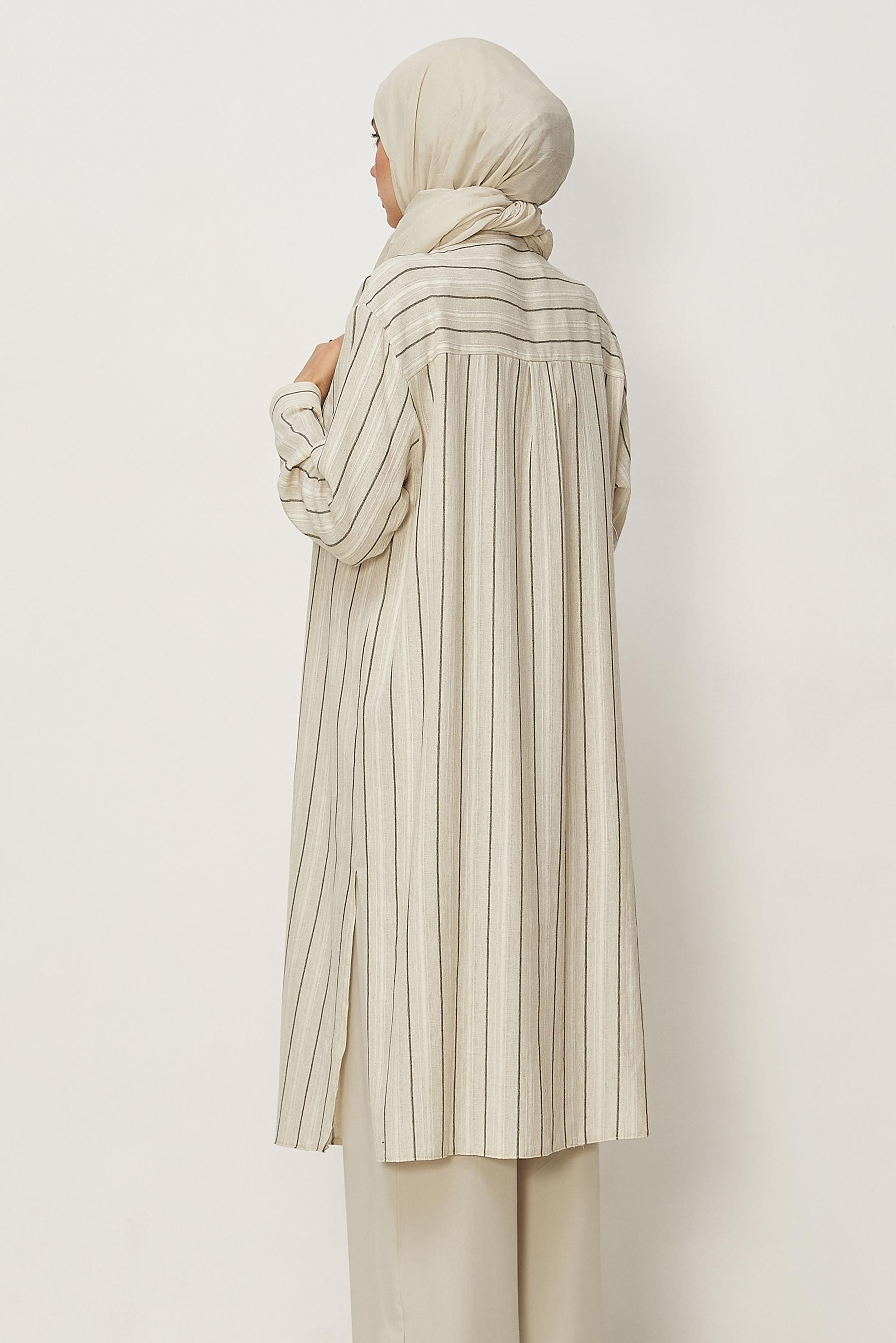 Hijab clothing KHAKI STRIPED LONG TUNIC 46541