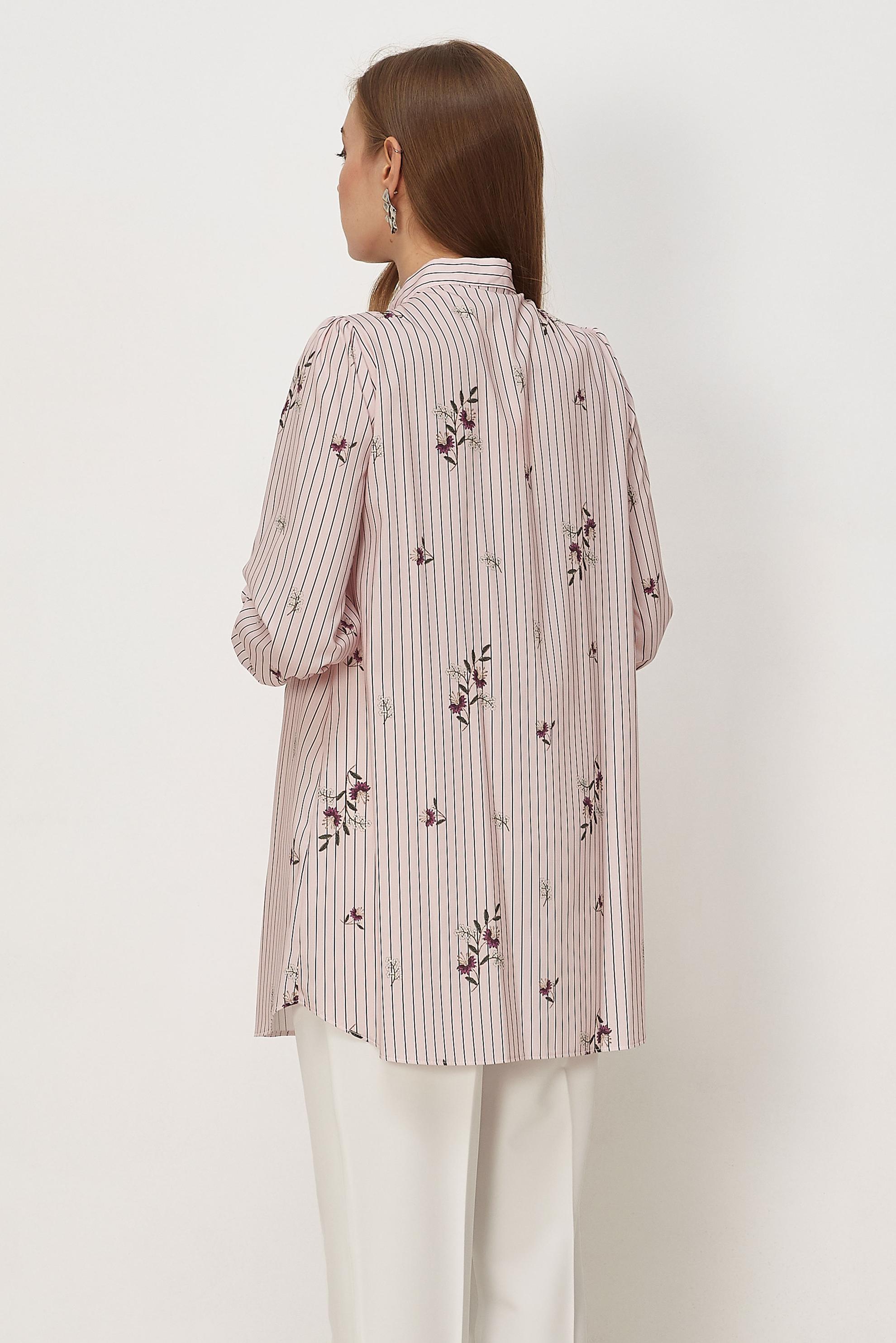 Hijab clothing PINK PATTERNED TIED NECK TUNIC 46544