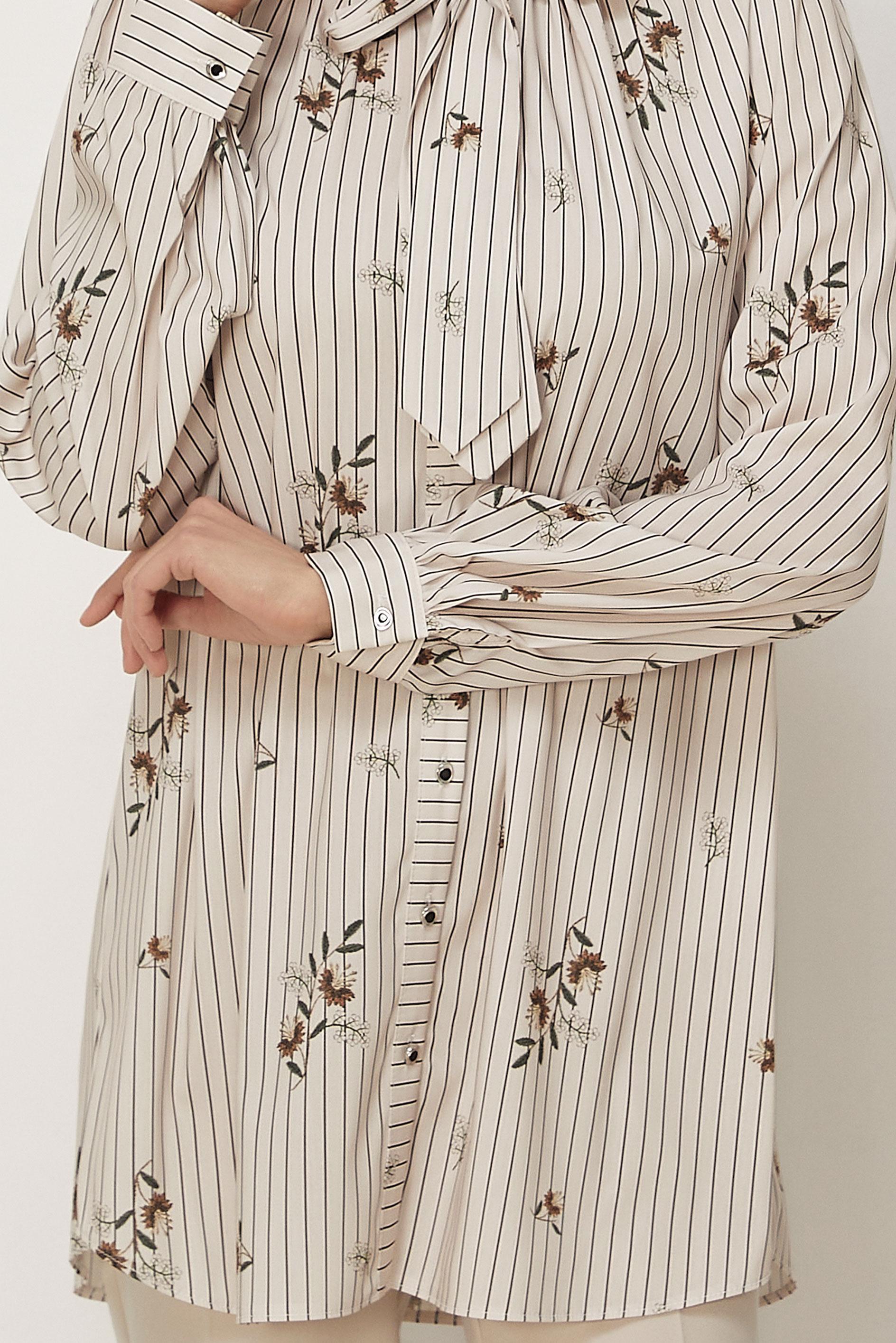 Hijab clothing ECRU PATTERNED TIED NECK TUNIC 46544