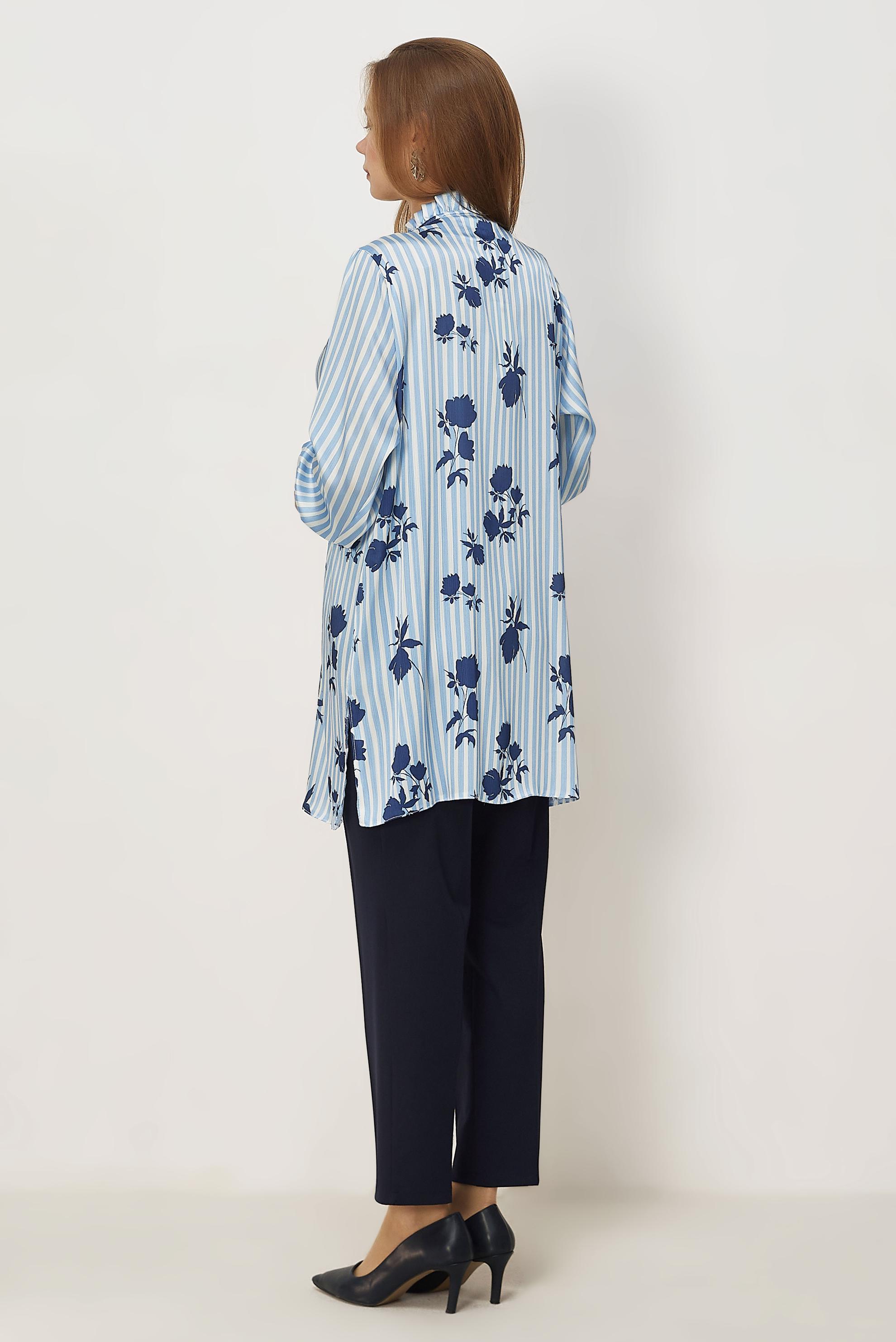 Hijab clothing BLUE PATTERNED SATIN TUNIC 46548