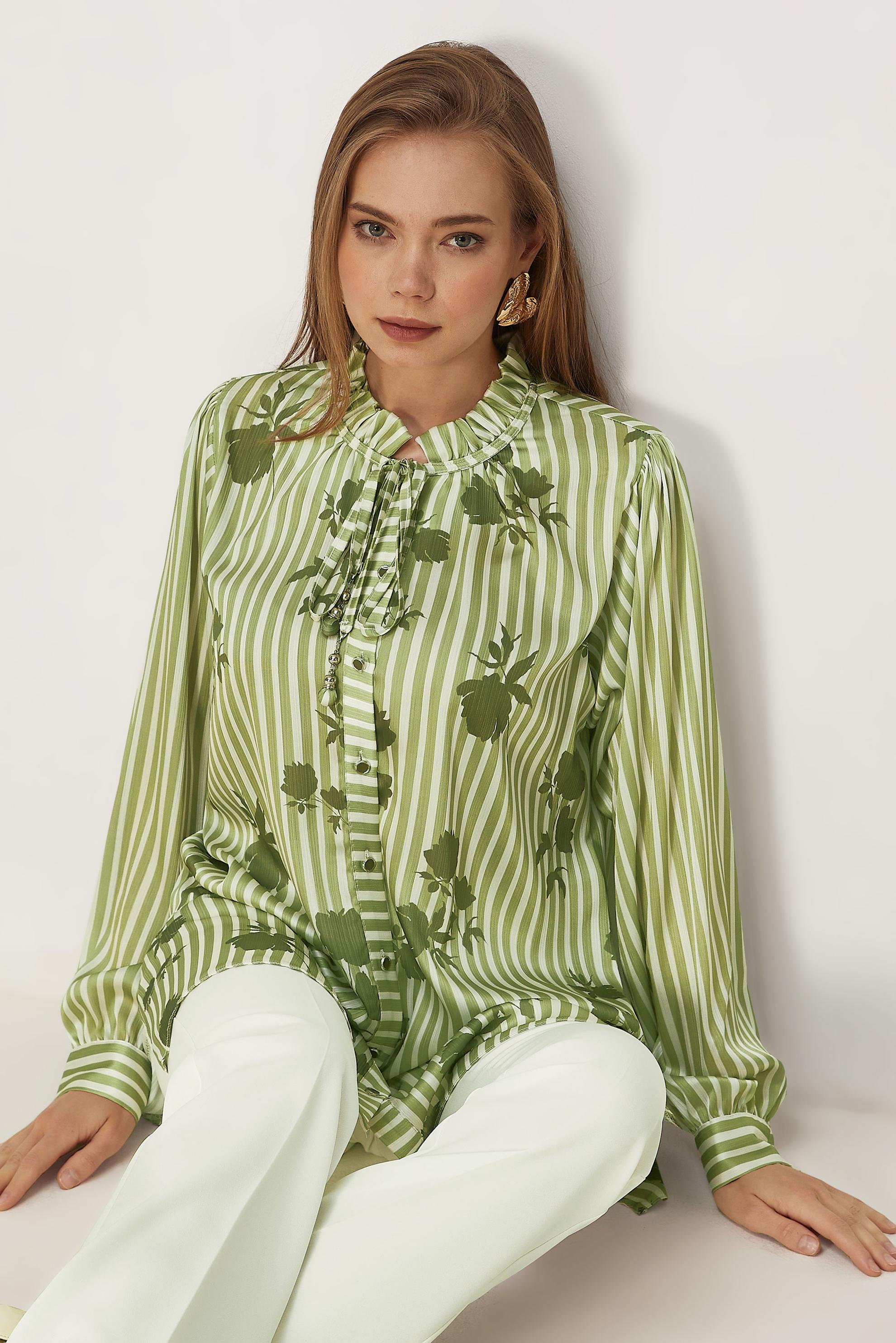 Hijab clothing KHAKI PATTERNED SATIN TUNIC 46548