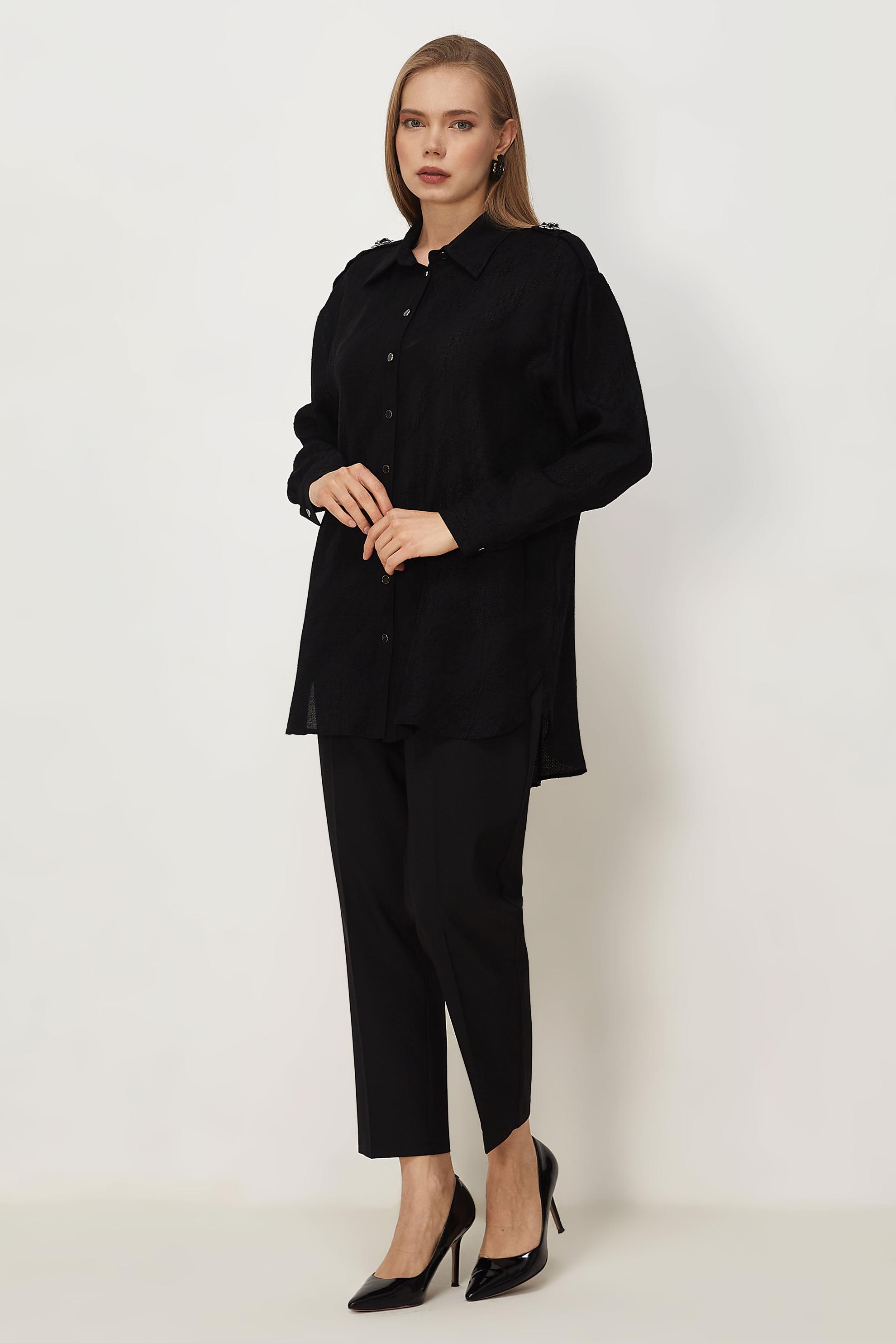Hijab clothing BLACK SHIRT COLLAR JACQUARD TUNIC 46569