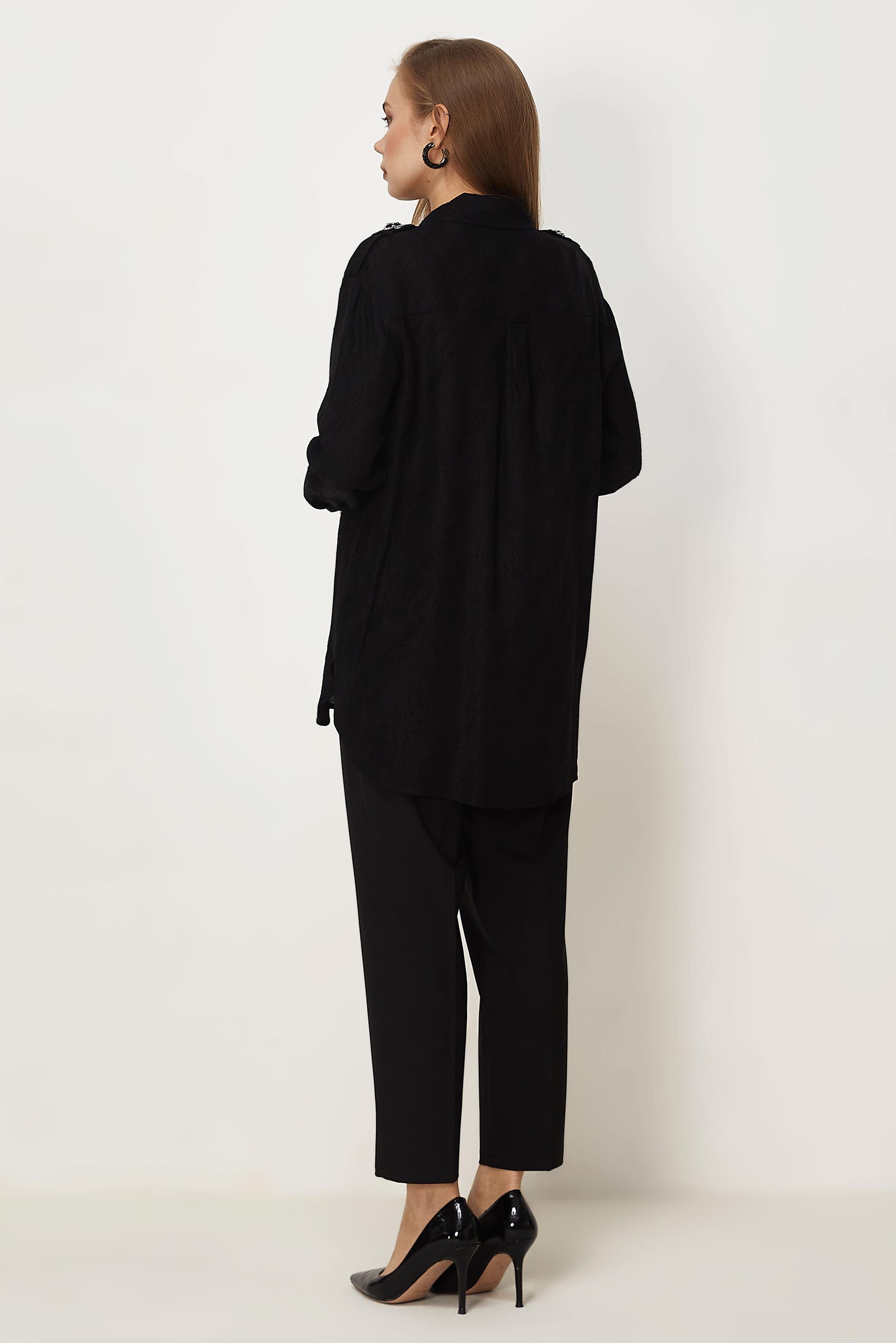 Hijab clothing BLACK SHIRT COLLAR JACQUARD TUNIC 46569