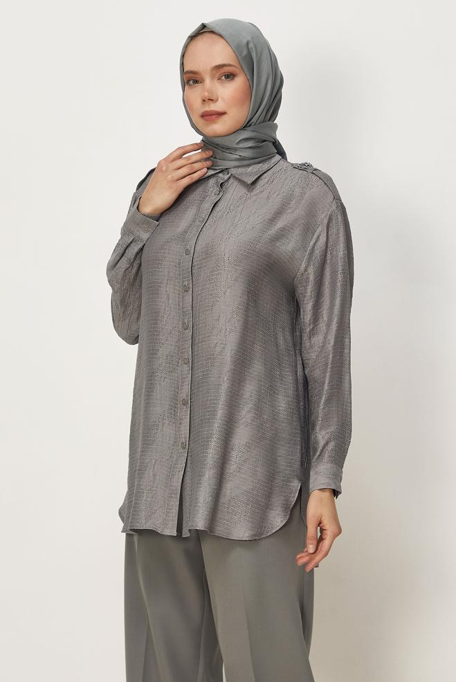 Hijab clothing  SHIRT COLLAR JACQUARD TUNIC 46569 - ALVİNA