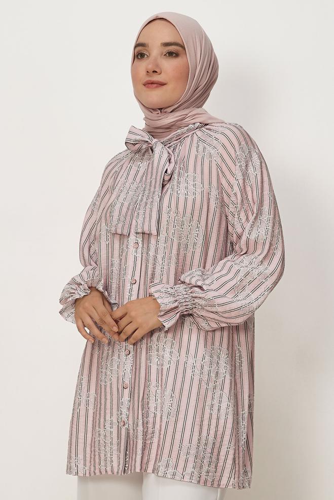 Tesettür giyim PEMBE 46571 VİSCON 2468 TUNİK 38-44 TEK40 - ALVİNA