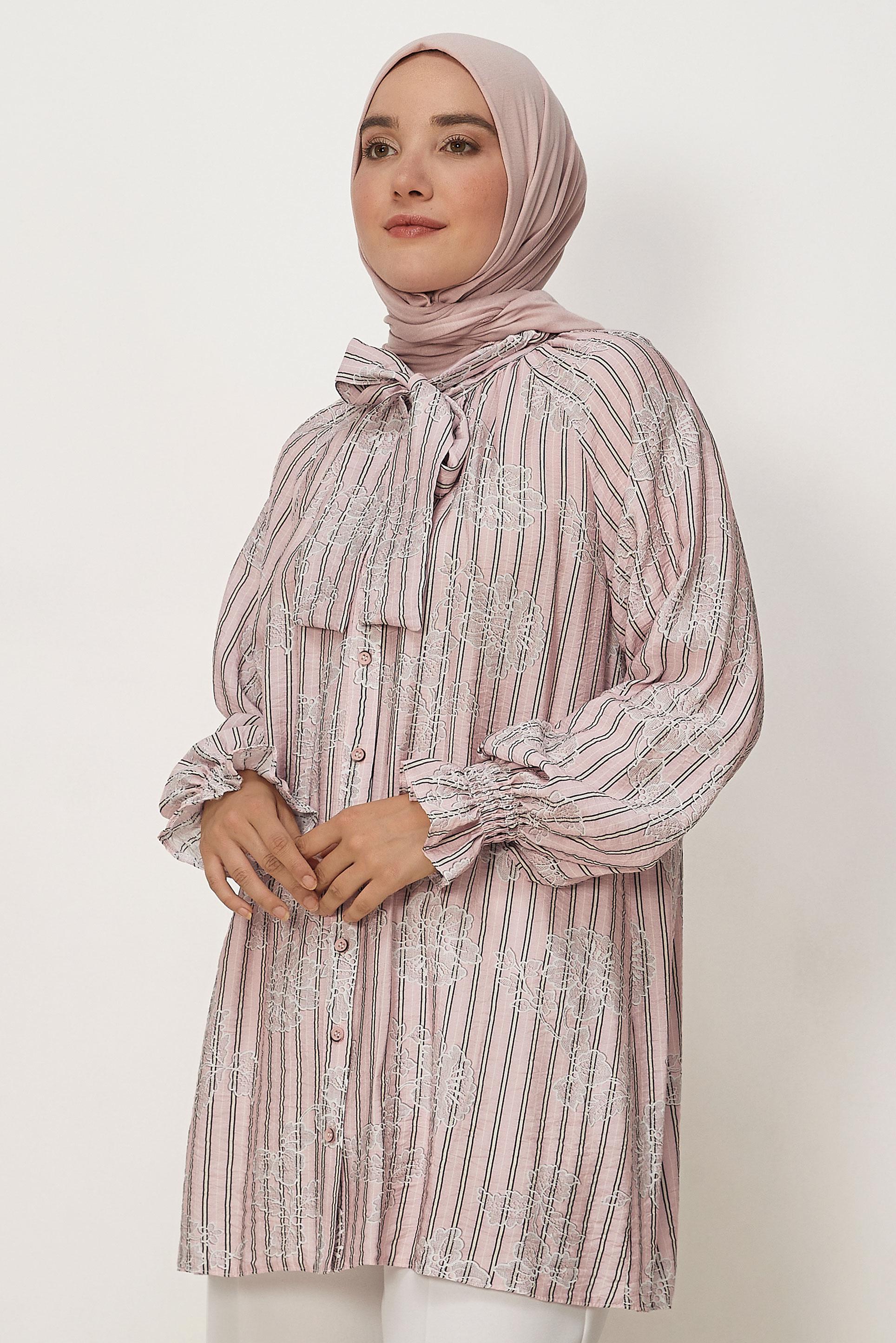 Tesettür giyim PEMBE 46571 VİSCON 2468 TUNİK 38-44 TEK40