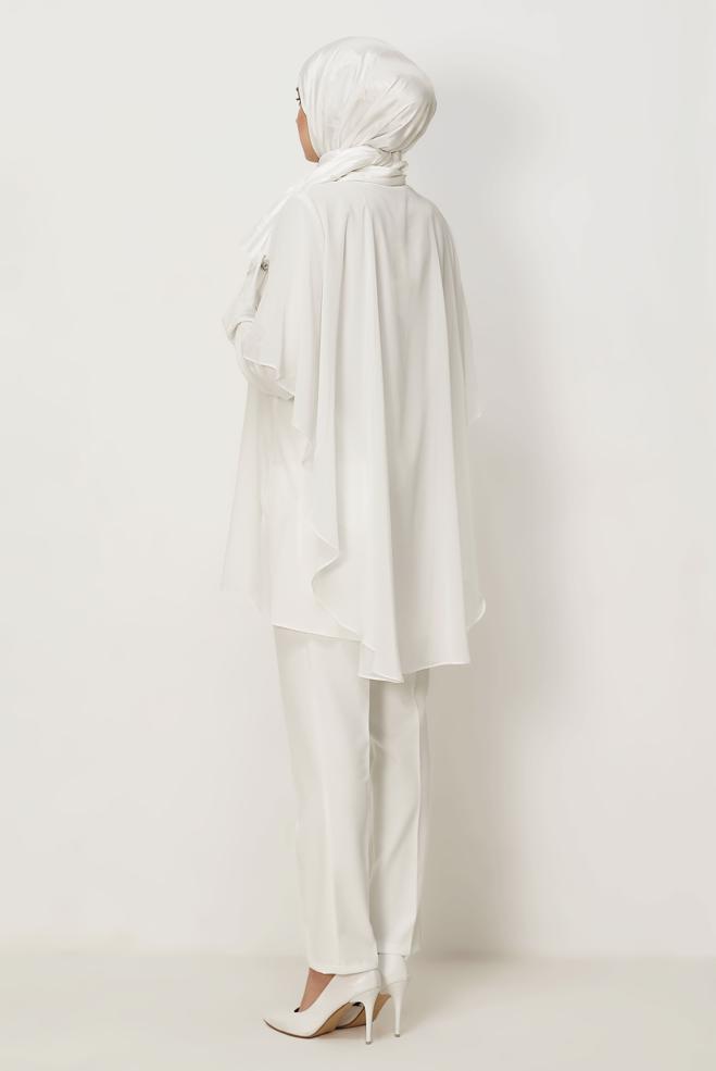 Hijab clothing WHITE CAPE DETAIL TUNIC 46575 - ALVİNA