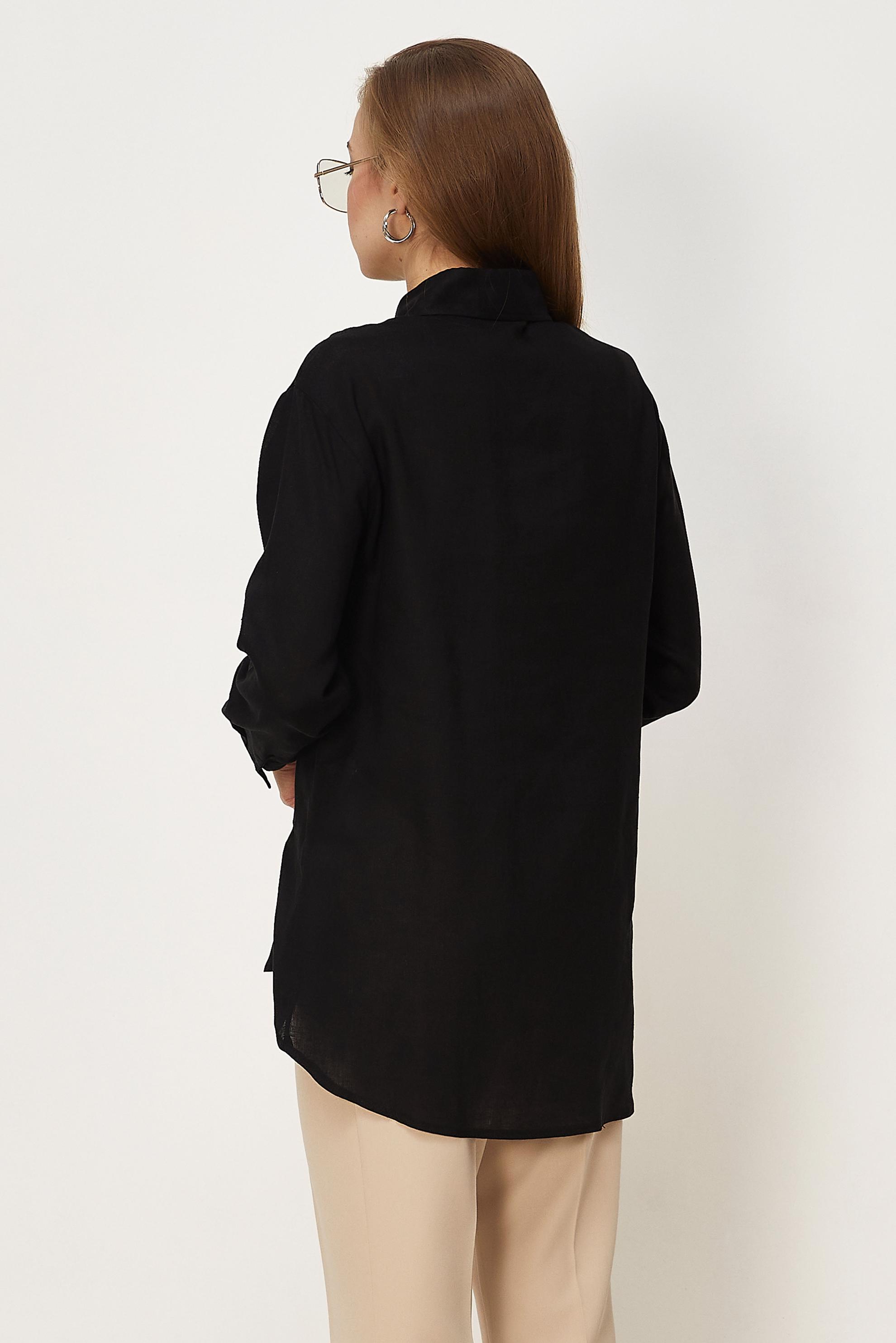 Hijab clothing BLACK SHIRT COLLAR LINEN TUNIC 46581