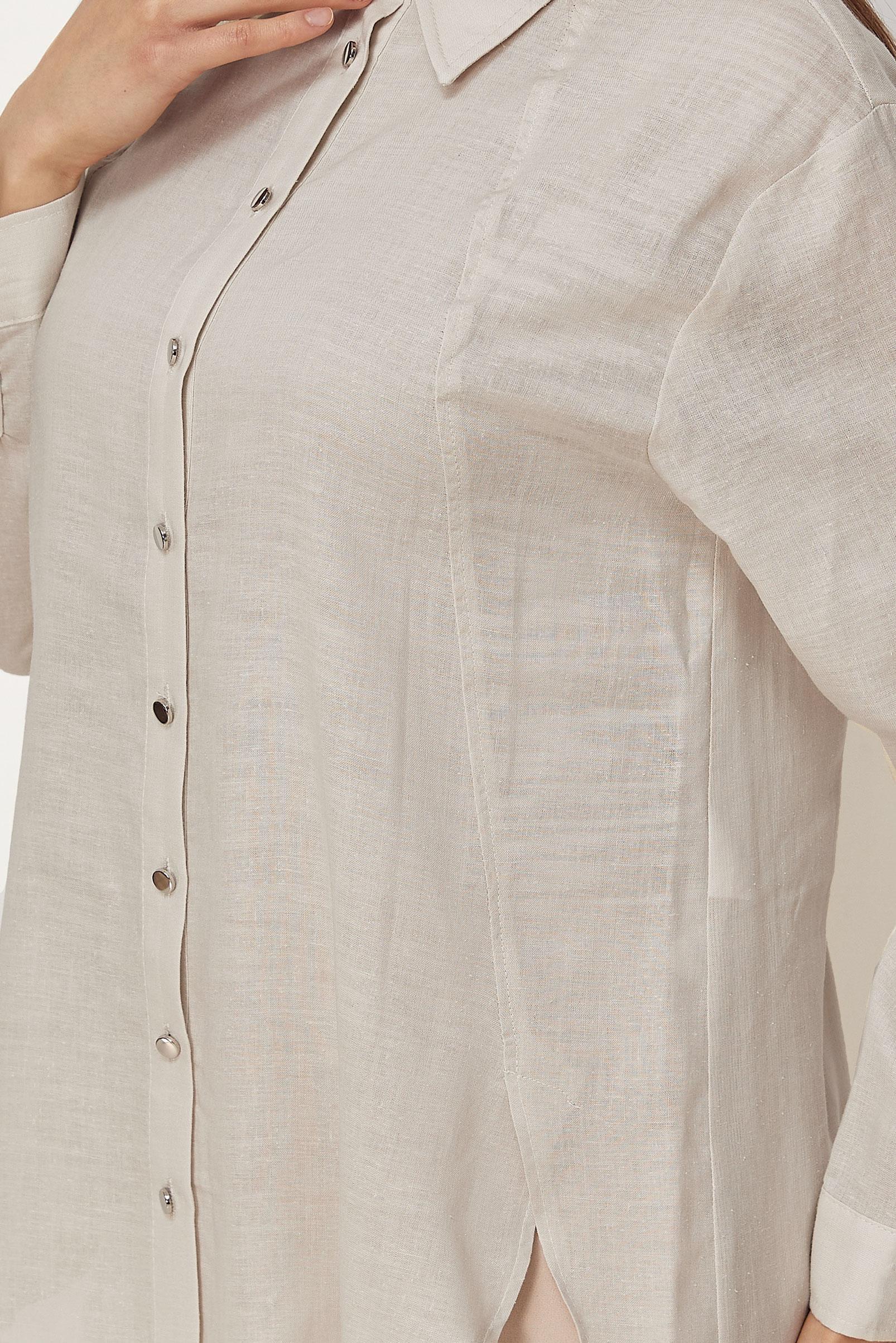 Hijab clothing BEIGE SHIRT COLLAR LINEN TUNIC 46581