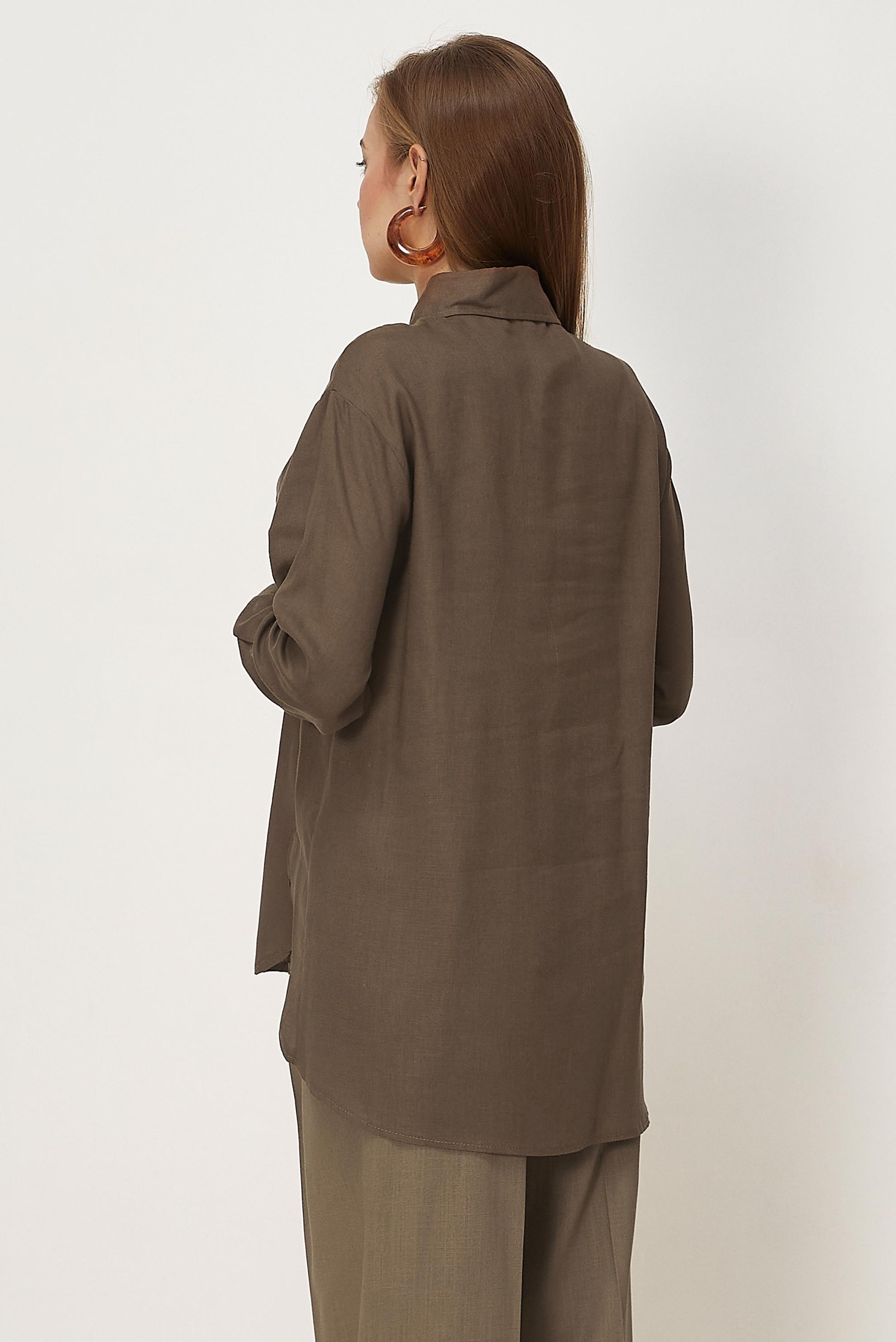 Hijab clothing BROWN SHIRT COLLAR LINEN TUNIC 46581