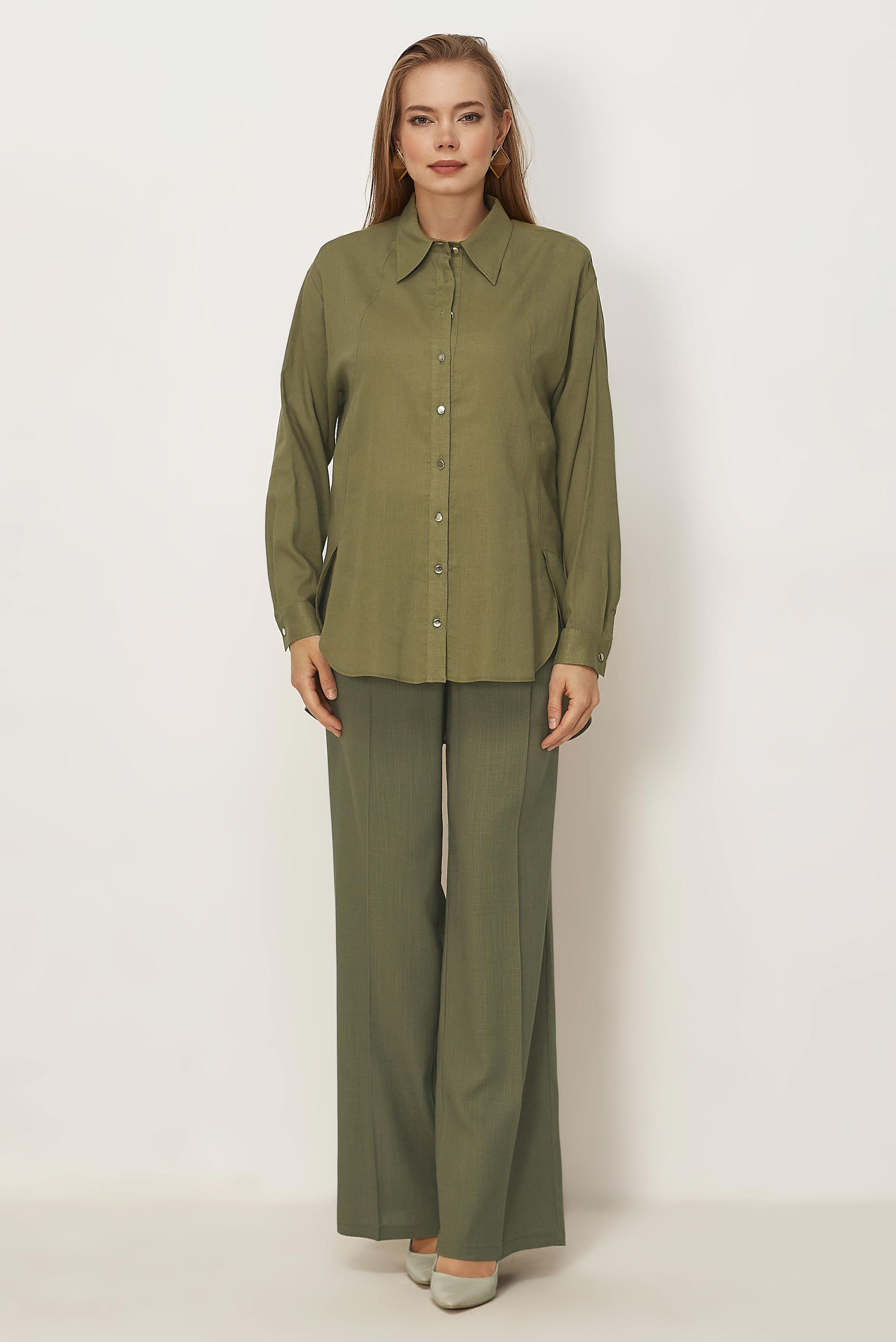 Hijab clothing BEIGE SHIRT COLLAR LINEN TUNIC 46581