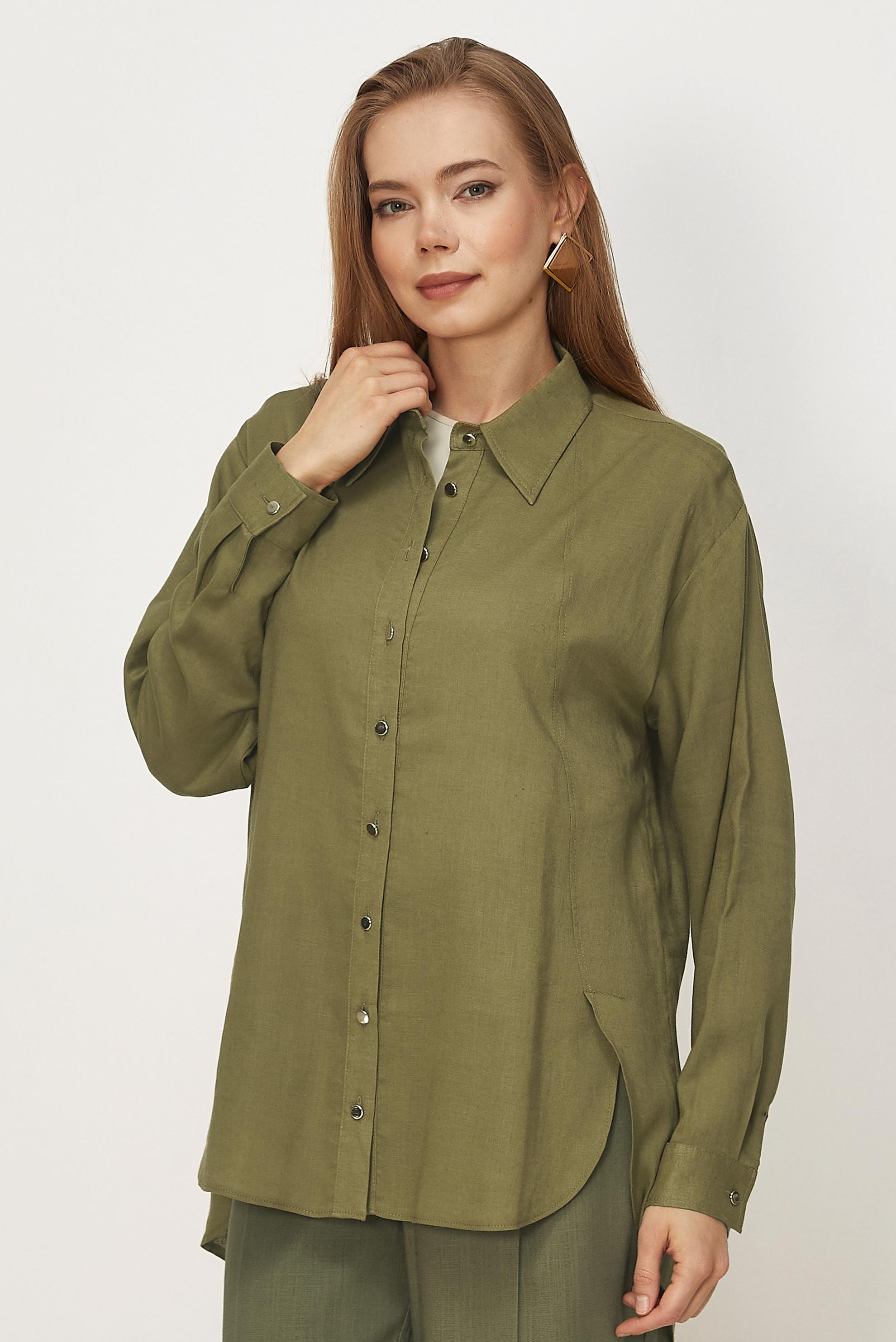 Hijab clothing BEIGE SHIRT COLLAR LINEN TUNIC 46581