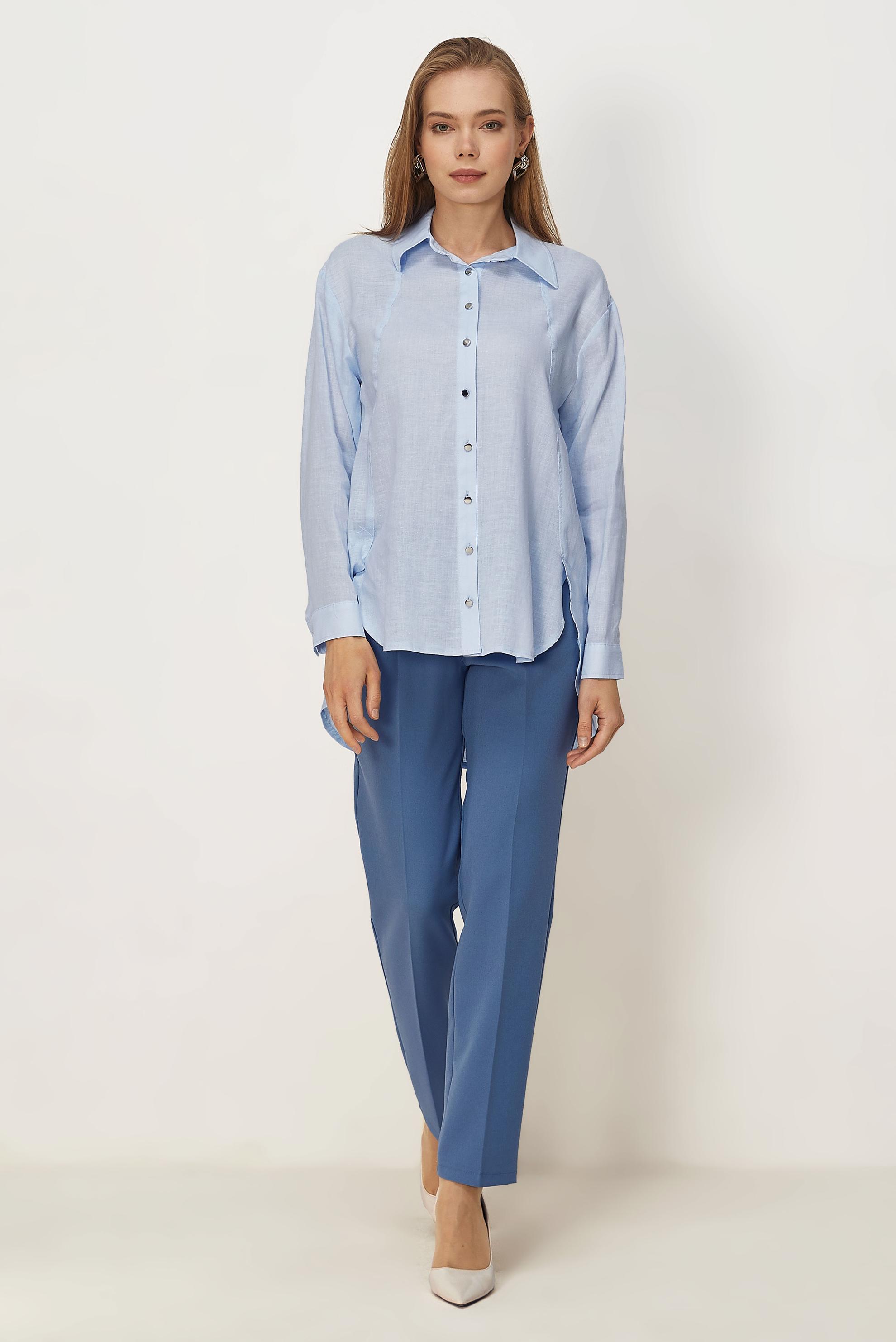 Vêtements hijab BEIGE TUNIQUE EN LIN À COL CHEMISE 46581