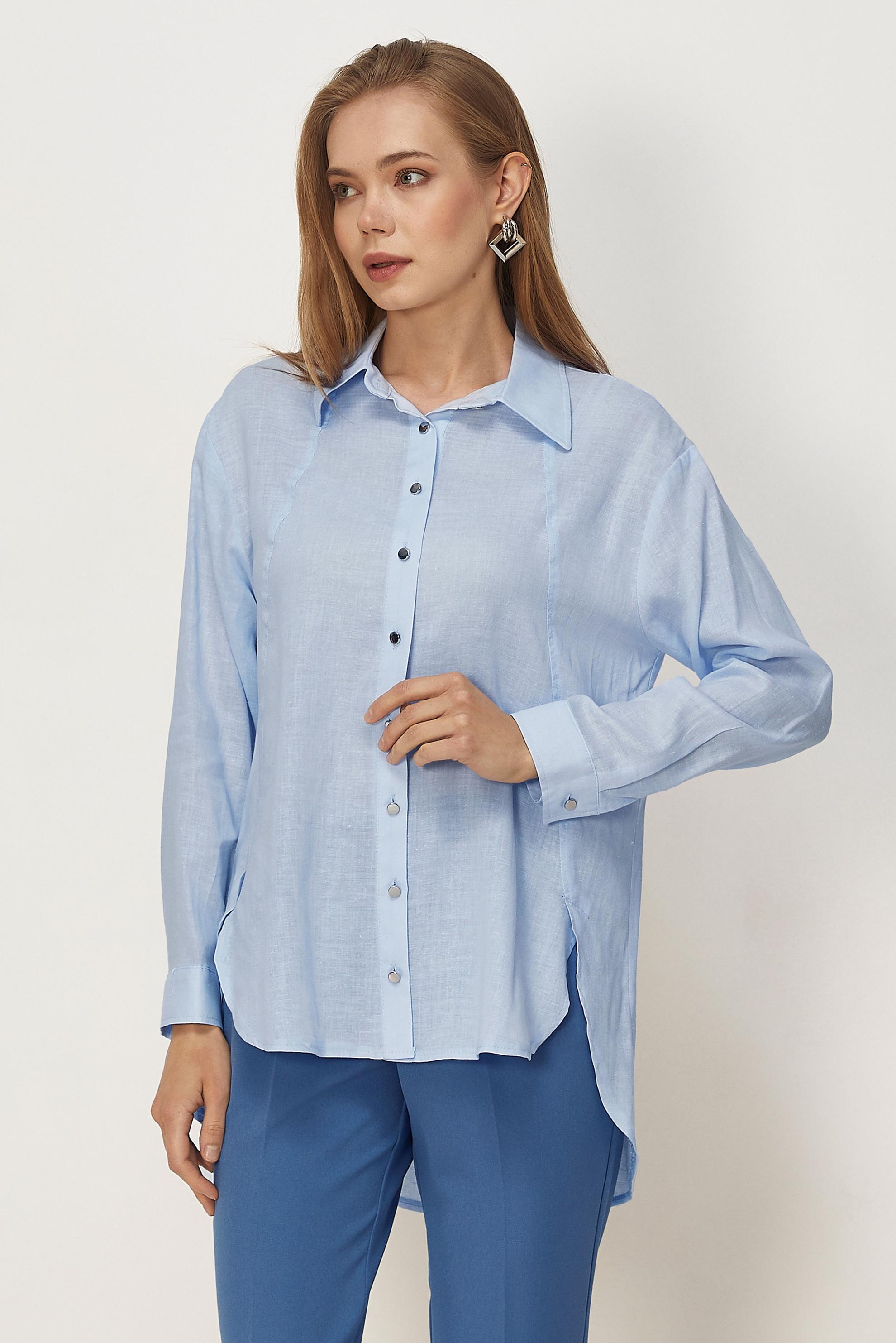 Vêtements hijab BEIGE TUNIQUE EN LIN À COL CHEMISE 46581