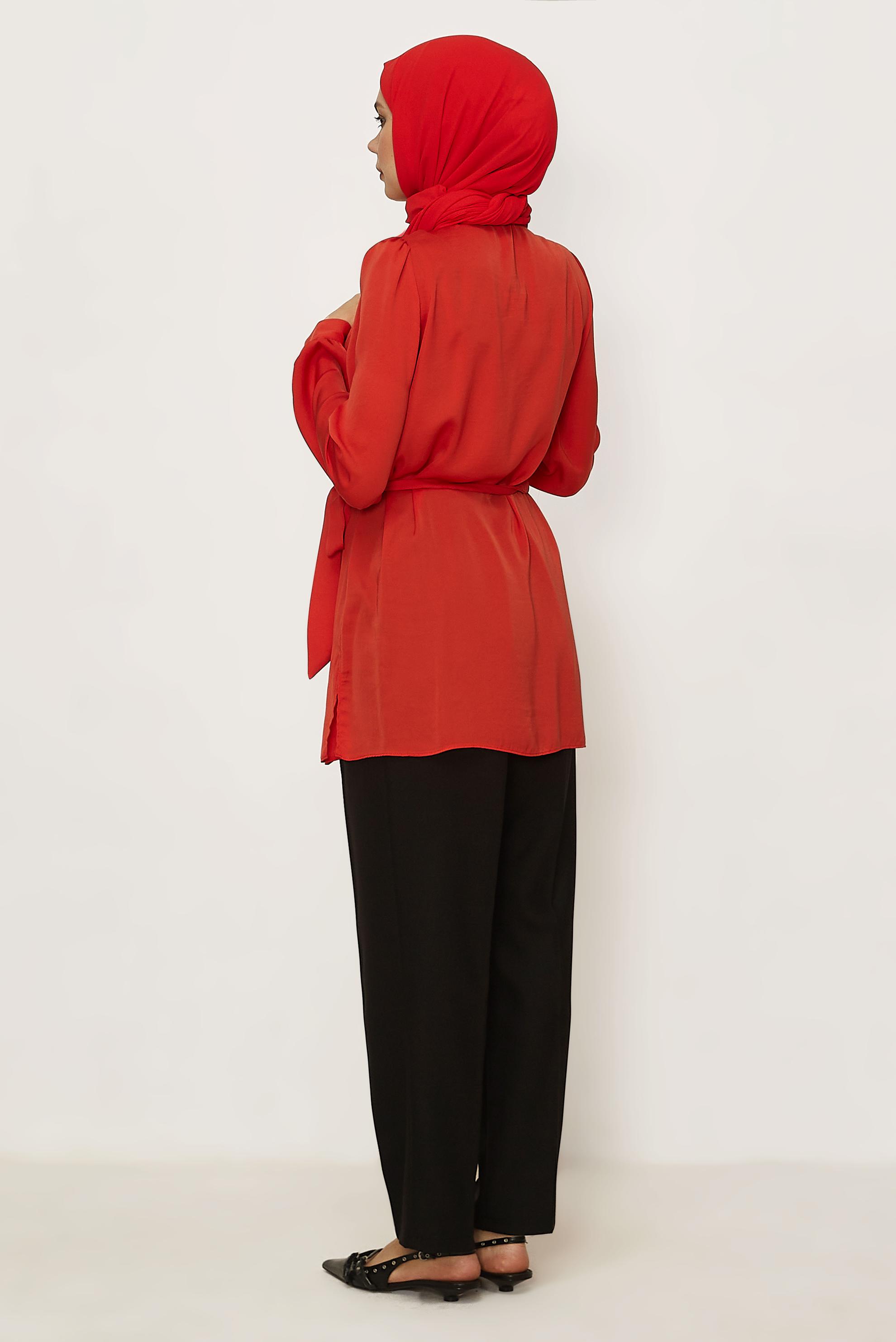 Hijab clothing RED BELTED GEM DETAILED TUNIC 46585
