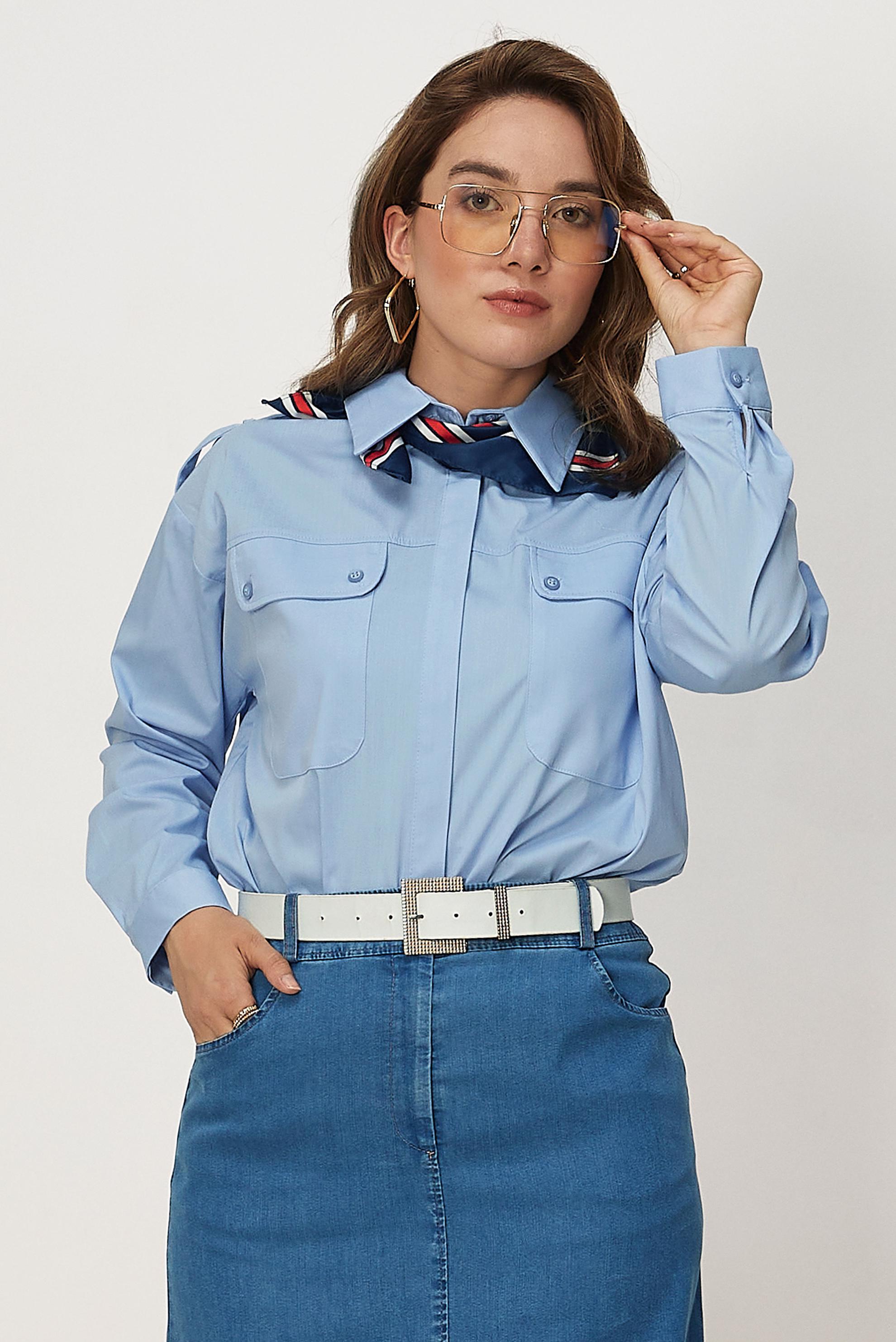 Tesettür giyim MAVİ GÖMLEK YAKA TUNİK 46594